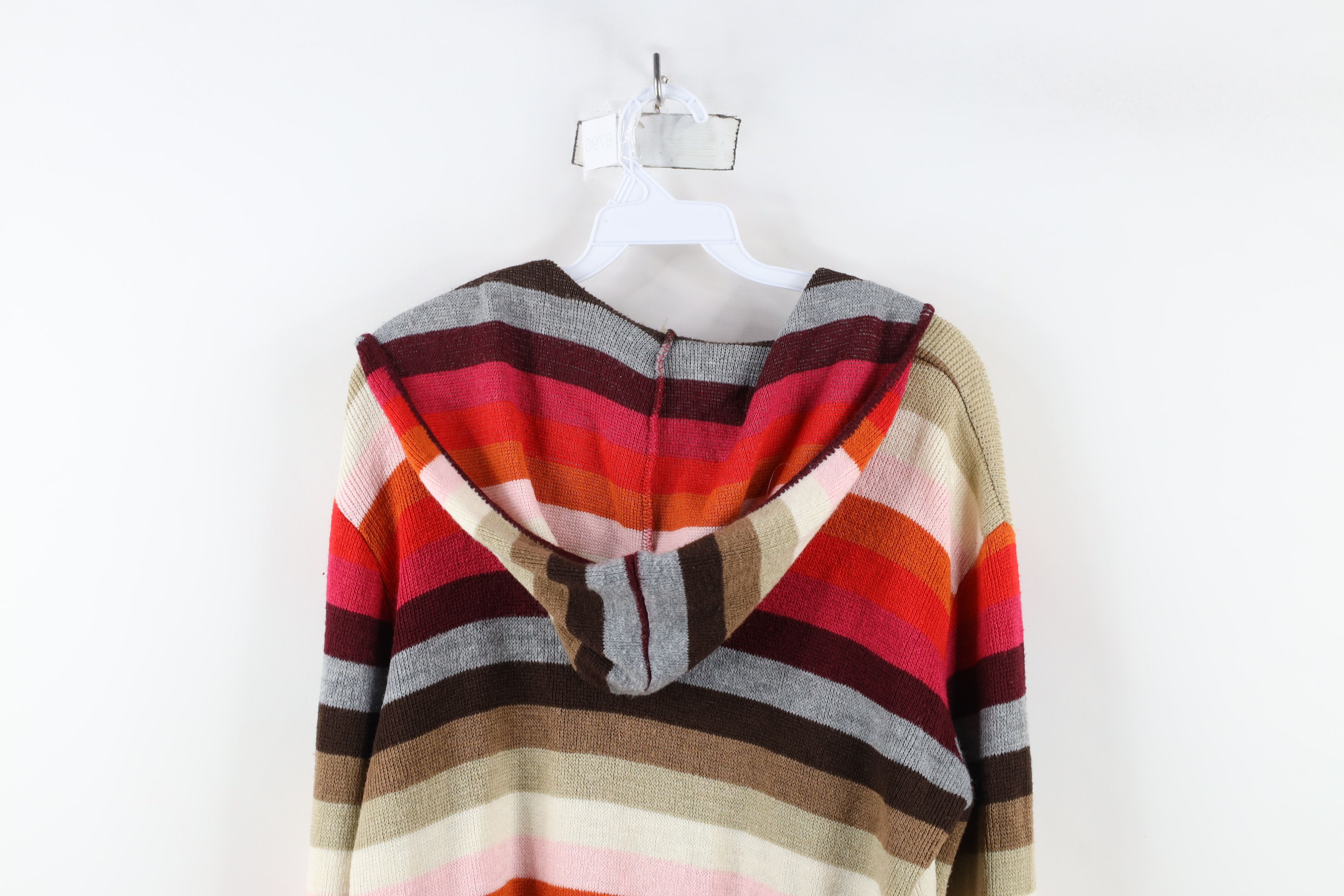 Vintage Vintage 90s Y2K Babydoll Striped Hooded Knit Sweater USA Size S / US 4 / IT 40 - 12 Thumbnail
