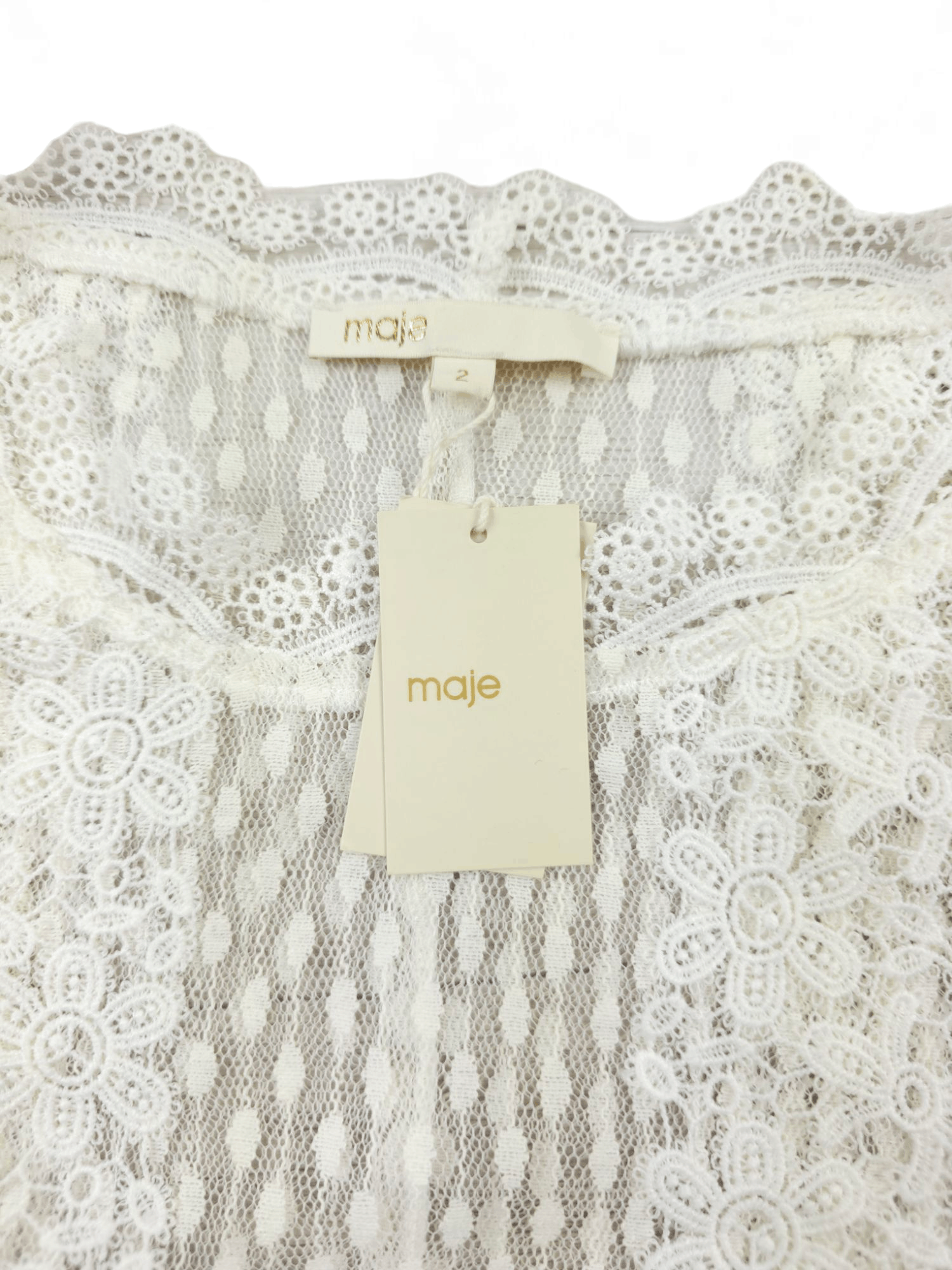 Maje 💎 Maje Transparent White Lace Midi-Length Dress Size M / US 6-8 / IT 42-44 - 10 Thumbnail