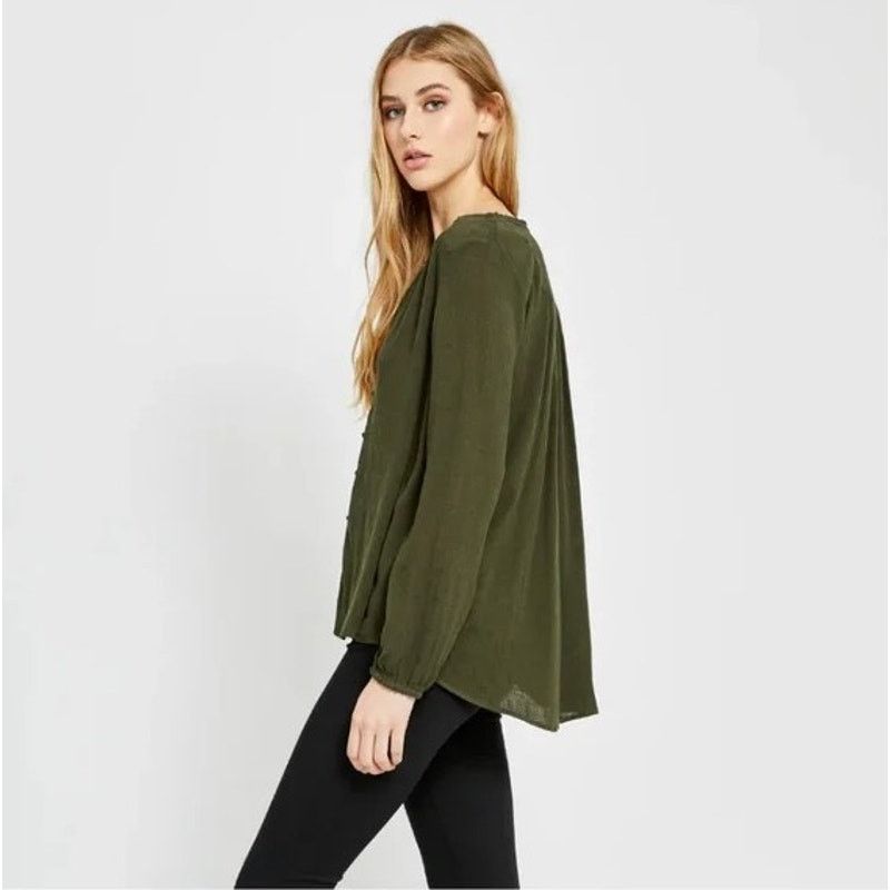 Other Gentle Fawn Emma Green Peasant Textured Blouse XS Size XS / US 0-2 / IT 36-38 - 3 Thumbnail