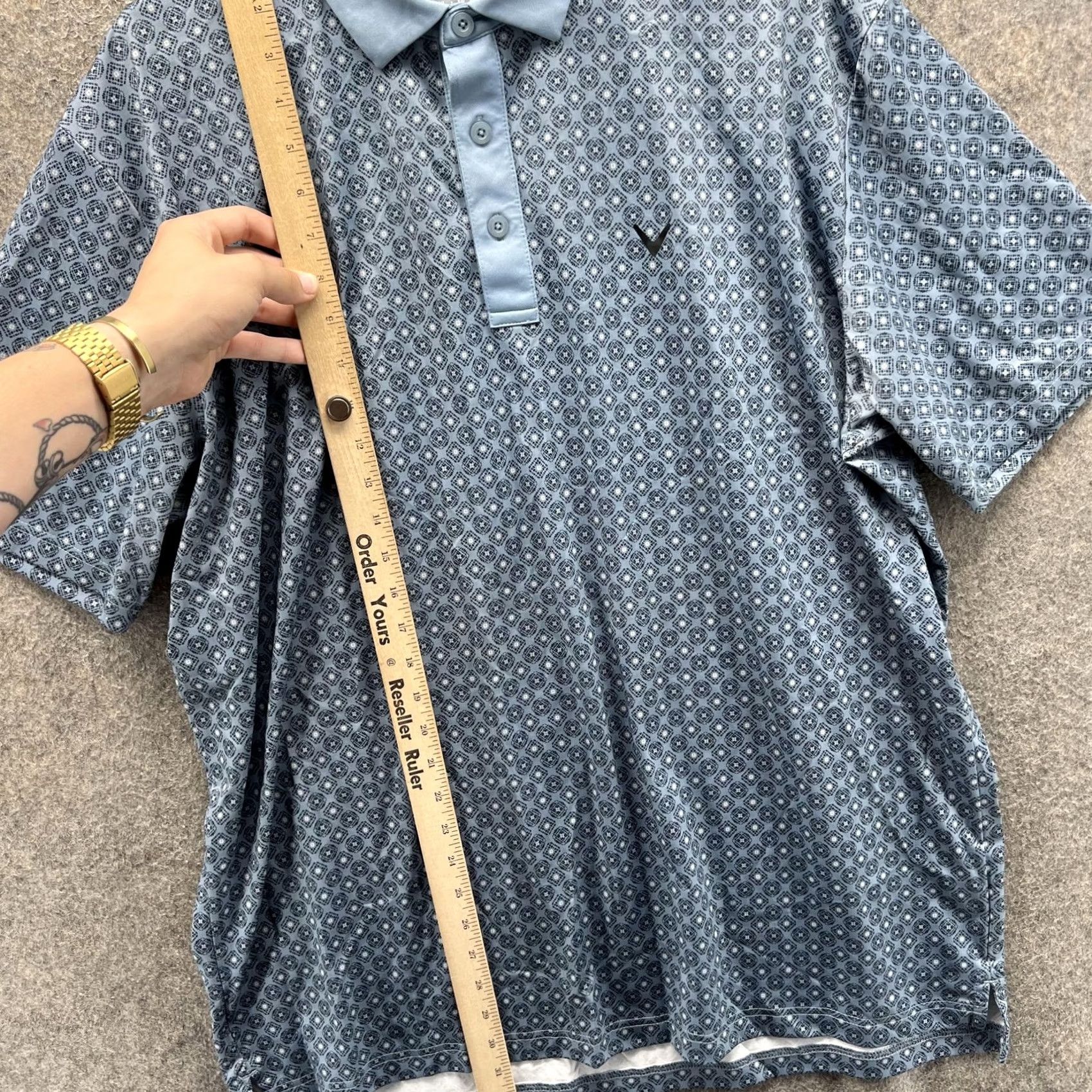 Callaway Callaway Polo Shirt Mens XL Blue Geometric Opti-Dri Golf Performance Stretch Polo Shirt Mens XL Blue Geometric Opti Dri Golf Size US XL / EU 56 / 4 - 6 Thumbnail