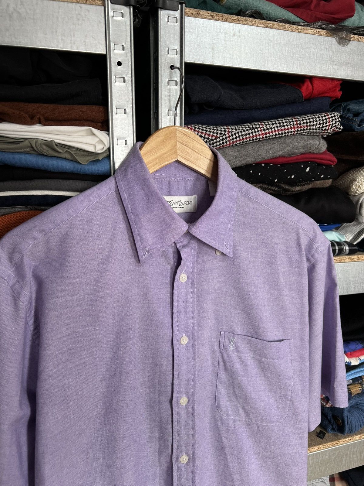 Yves Saint Laurent Vtg Yves Saint Laurent Short Sleeve Shirt Button YSL Size 39 Size US M / EU 48-50 / 2 - 2 Thumbnail