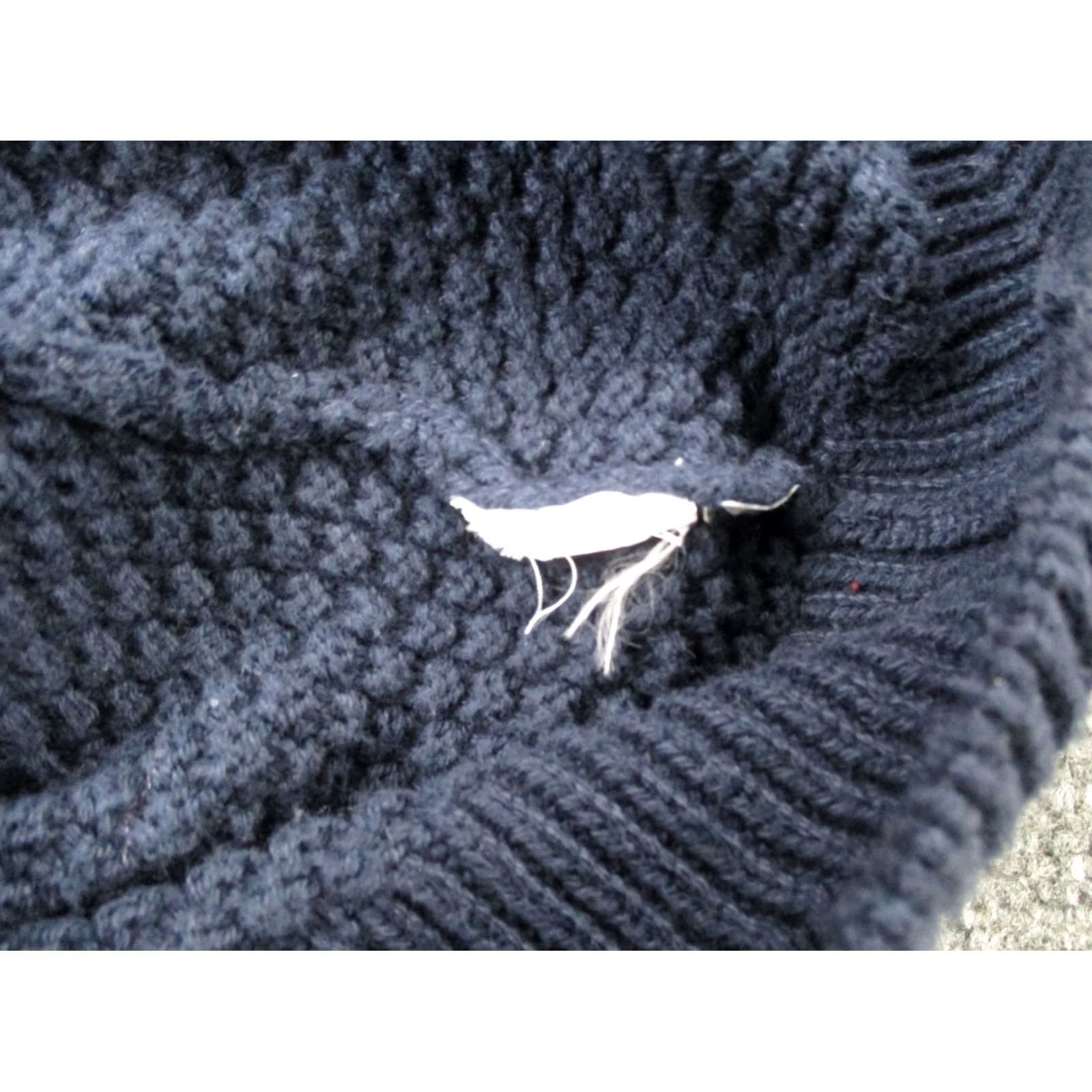 J.Crew J.CREW Sweater Cardigan Womens M Navy Blue Textured Waffle-Knit Thermal Pockets Logo Size M / US 6-8 / IT 42-44 - 7 Thumbnail