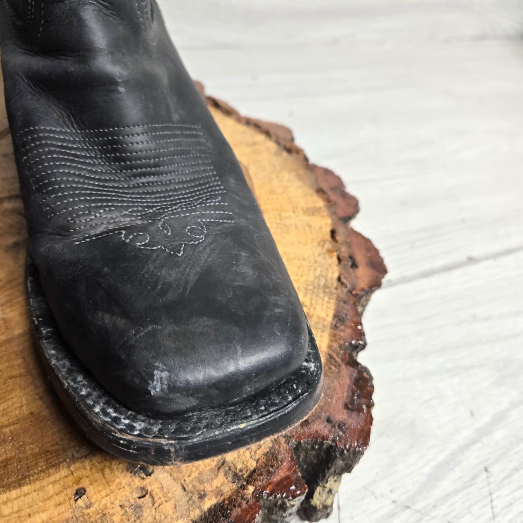 Vintage Vintage J.B. Dillon Cowboy Boots Women’s Size 8.5 Leather Square Toe Western Mid-Calf Black Size US 5 / IT 35 - 5 Thumbnail