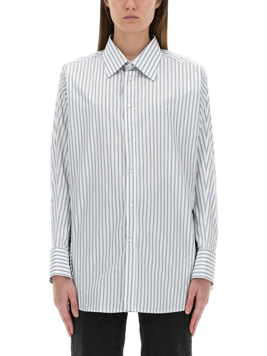 Maison Margiela MAISON MARGIELA STRIPED COTTON SHIRT - BABY BLUE (IT 42) Size M / US 6-8 / IT 42-44 - 1 Thumbnail