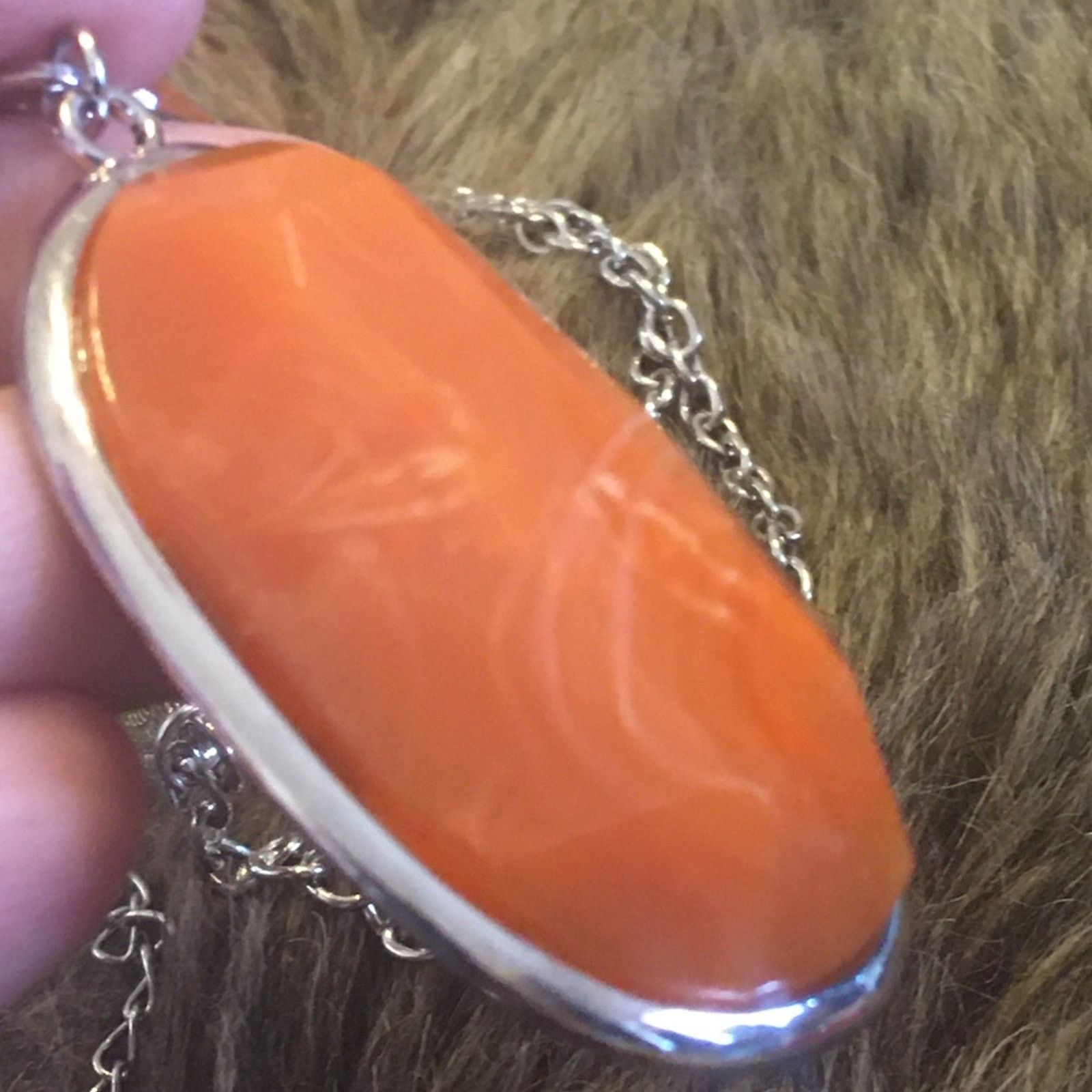 Jewelry Faceted marble tangerine stone long necklace Size ONE SIZE - 6 Thumbnail