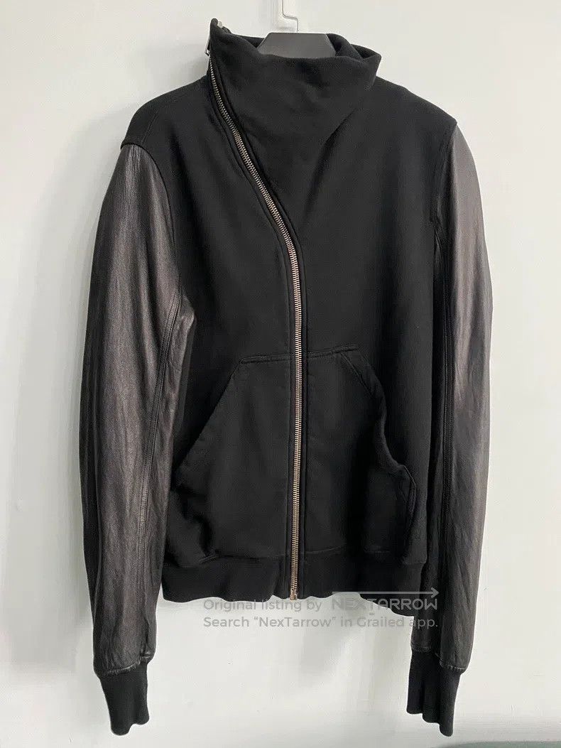 Rick Owens RICK OWENS Main Line Stand Collar Leather Sleeve Zip-up Ja Size US L / EU 52-54 / 3 - 1 Thumbnail