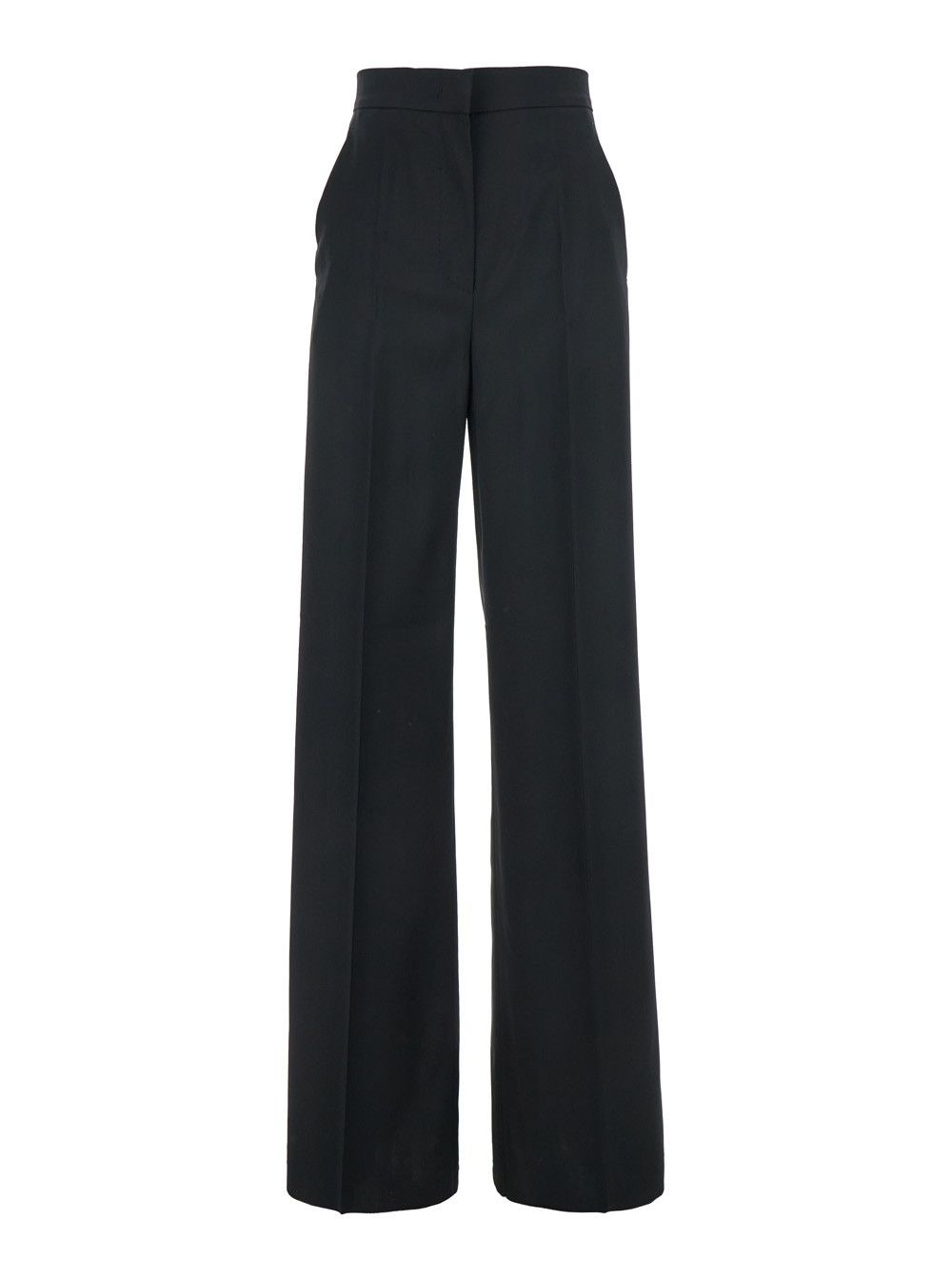 Max Mara 'Fernet' Black Pants with Wide Leg and Logo Lettering on the Rear in Wool Woman Size 30" / US 8 / IT 44 - 1 Thumbnail