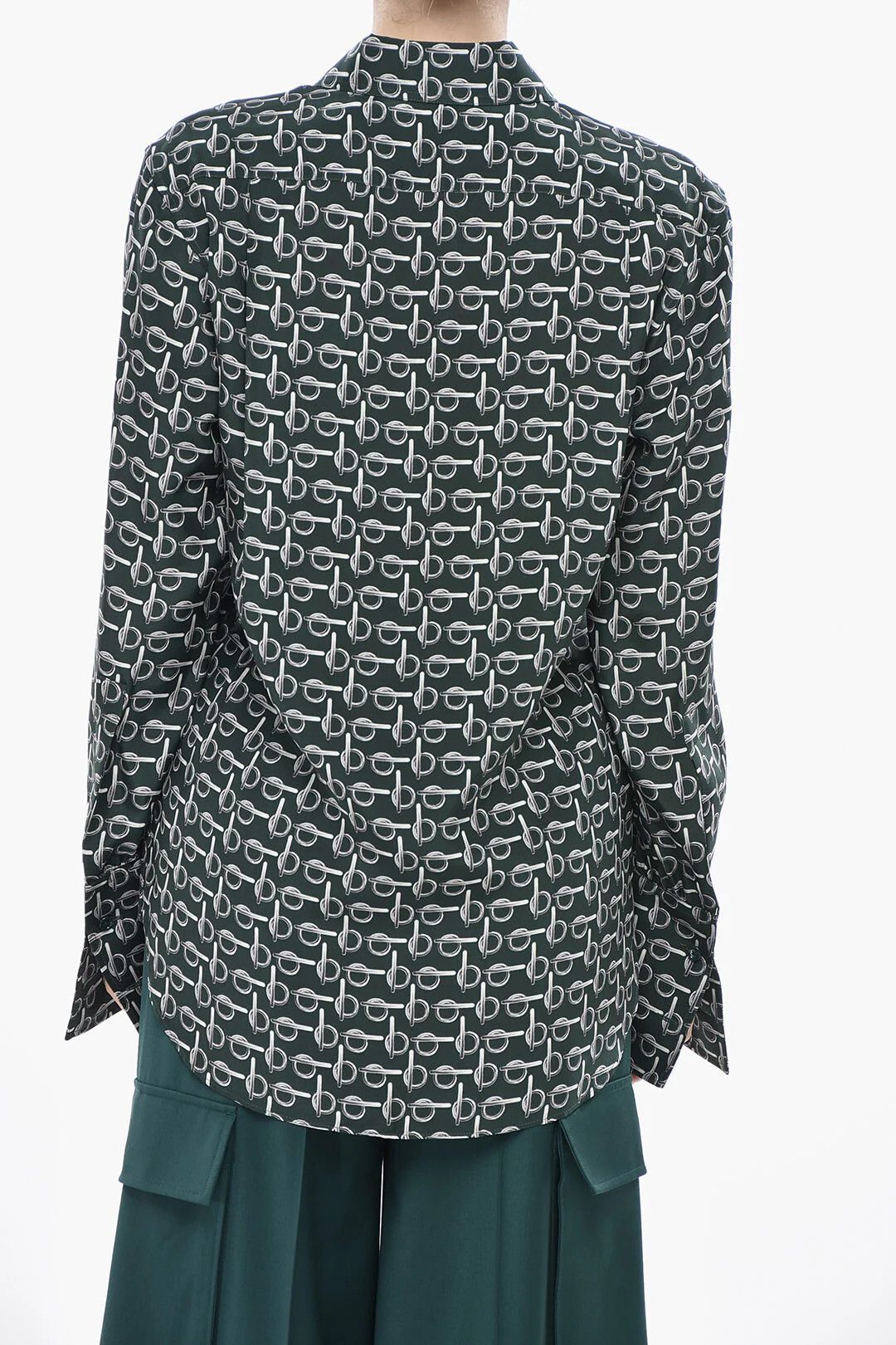 Burberry og1mm0426 Printed Silk Blouse in Green Size XS / US 0-2 / IT 36-38 - 2 Thumbnail