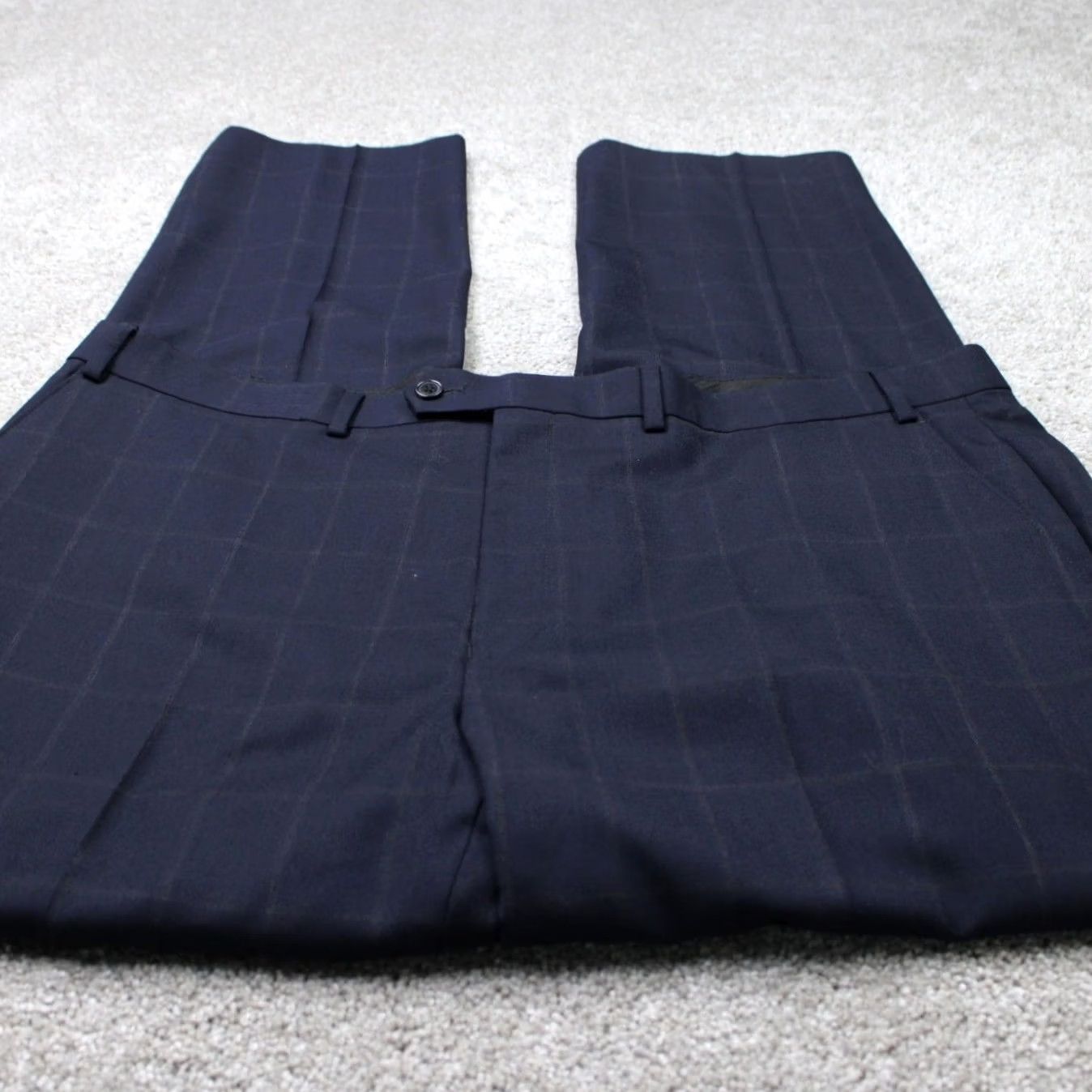 Ralph Lauren LAUREN Ralph Lauren Pants Mens 42x32 Blue Windowpane Wool Polyester Flat Front Dress Pants Regular Rise Straight 42 in Inseam 32 in Size US 42 / EU 58 - 2 Thumbnail
