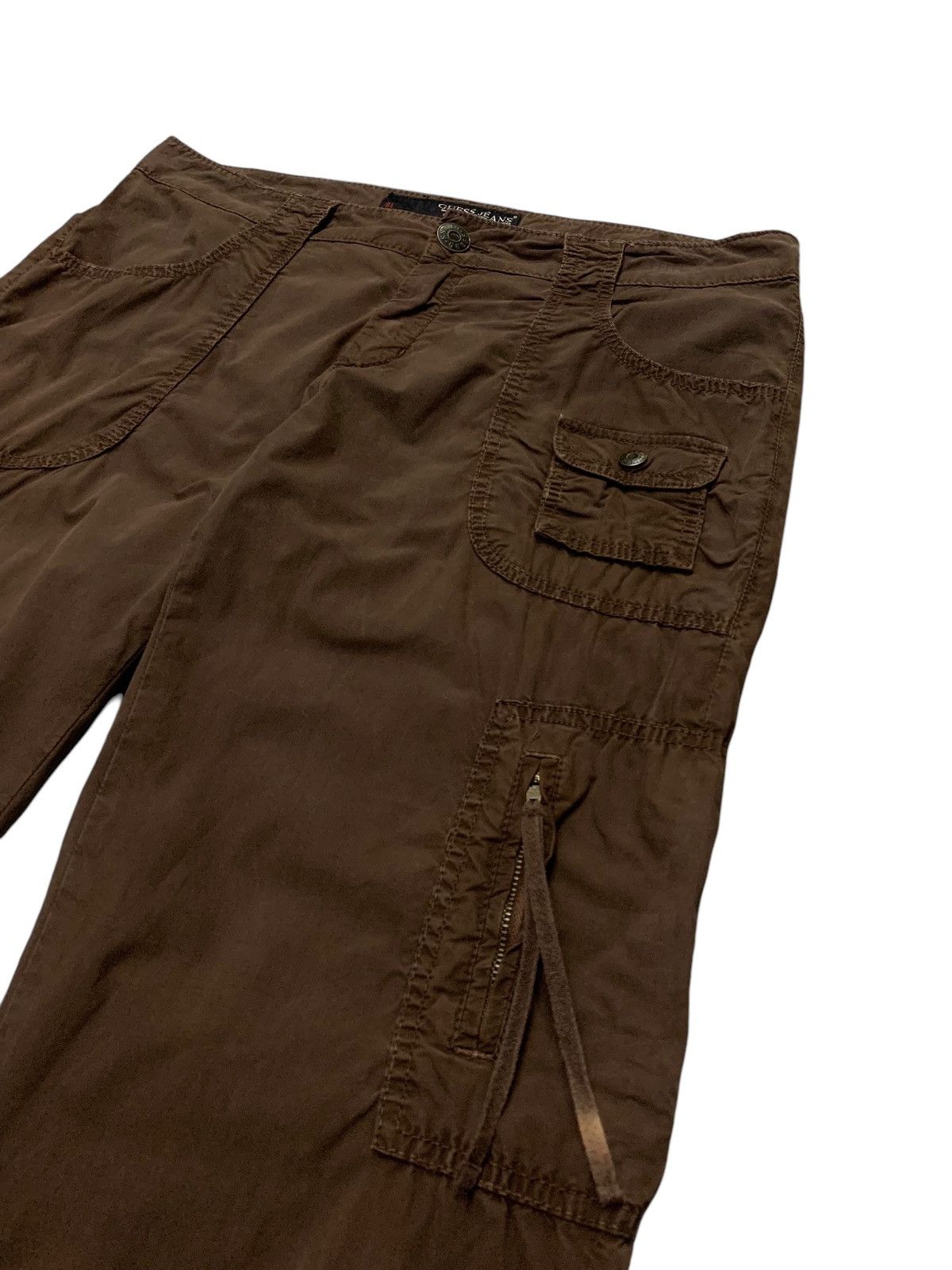 Guess × Vintage Vintage Guess Flared Brown Cargo Pants Size US 33 - 5 Thumbnail