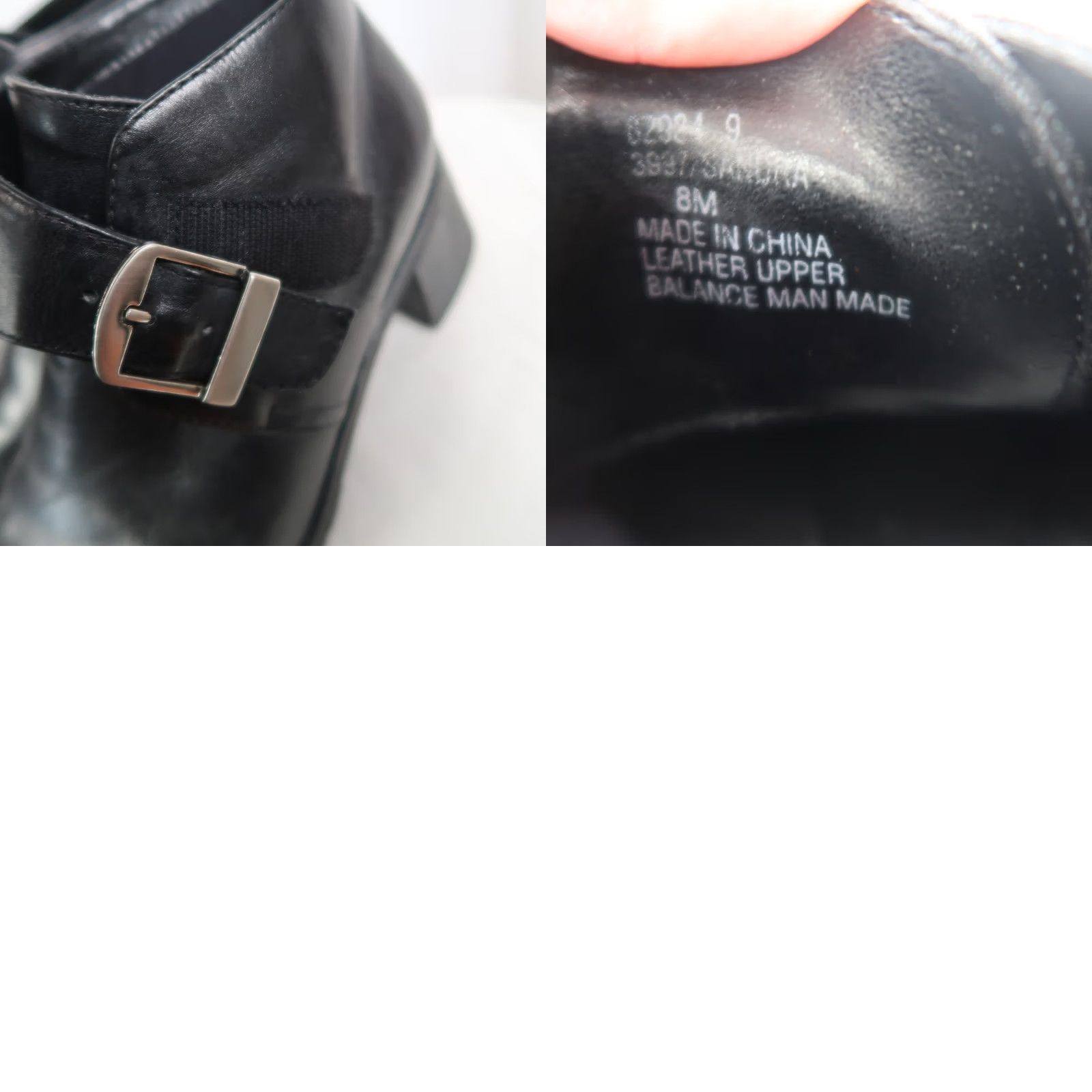 Vintage White Mountain Bootie Black Leather Chunky Heel 2" Buckle Ankle Boots 8 Womens 90s casual Size US 8 / IT 38 - 8 Thumbnail