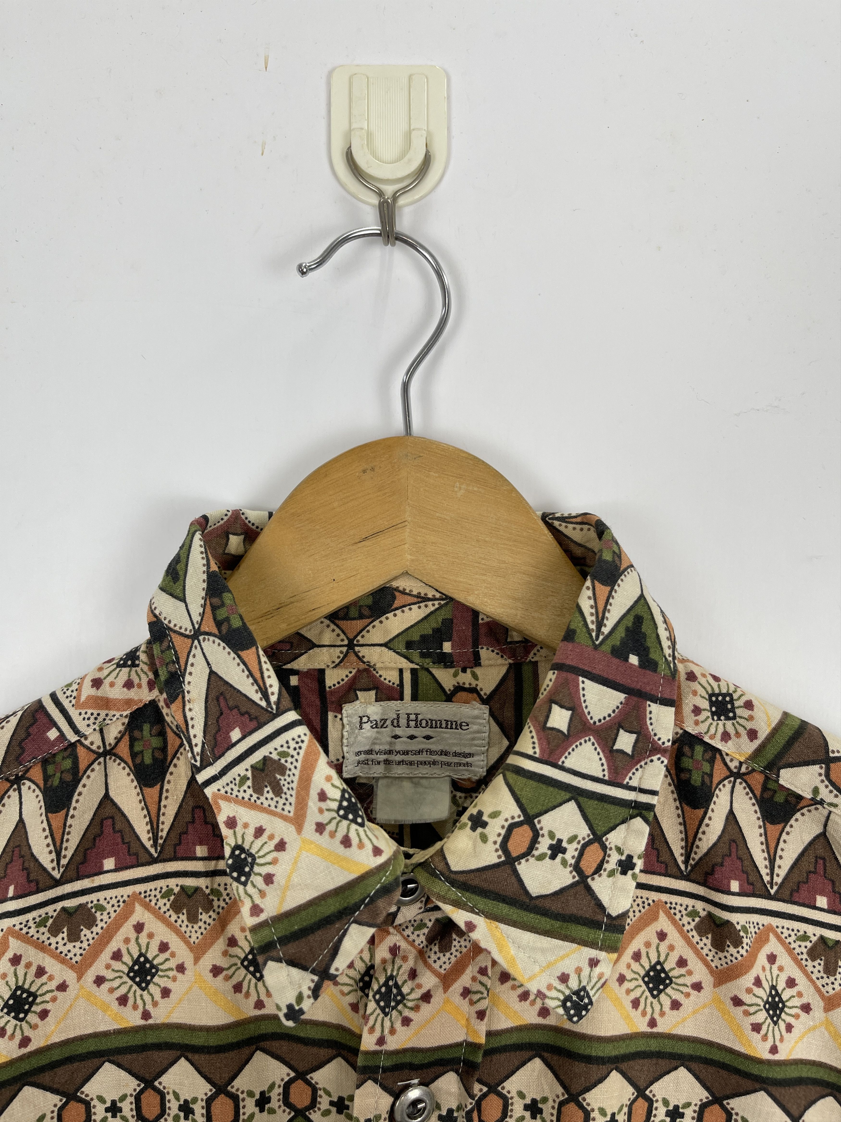 Vintage Vintage 80s Italian Designer Native Navajo Motive Shirt Size US L / EU 52-54 / 3 - 7 Thumbnail