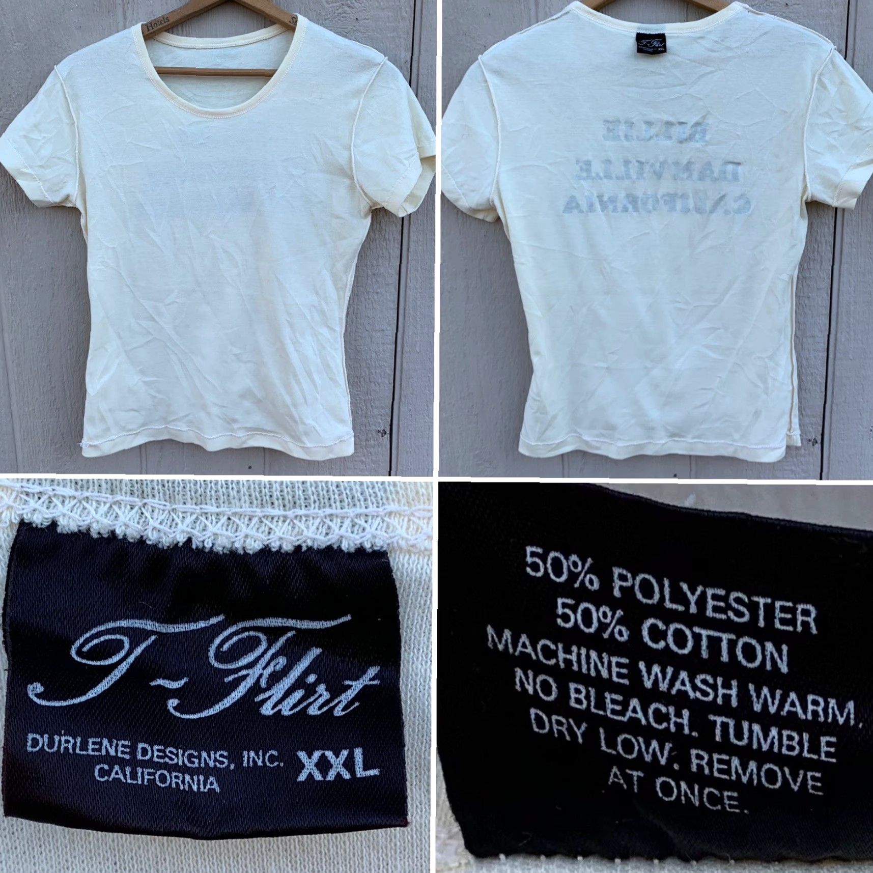 Vintage VINTAGE Billie Danville California T-Flirt T-Shirt 2XL Yellow Iron On Lettering 1980s Mens Women? No gender specified. Size XXL / US 16-18 / IT 52-54 - 5 Thumbnail