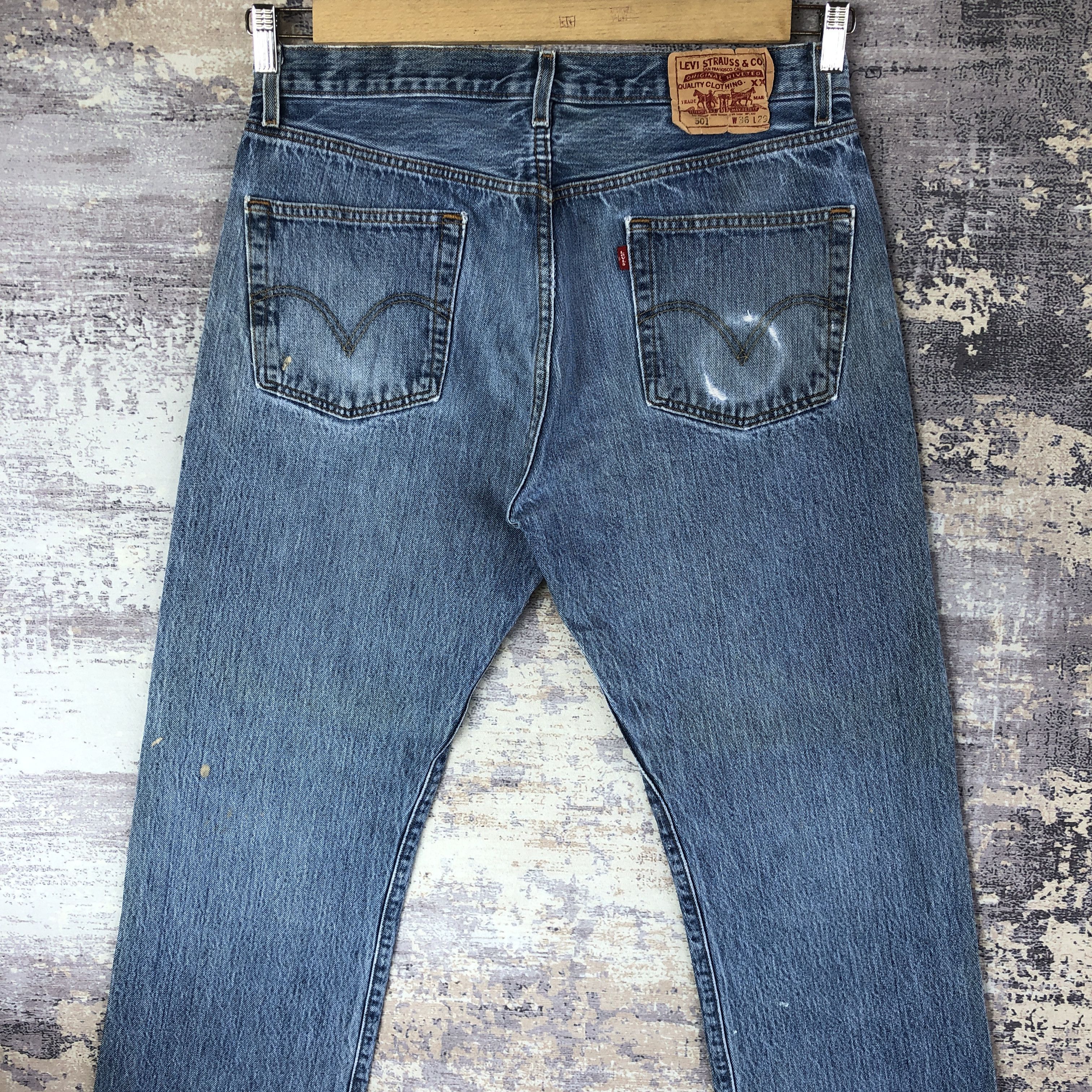 Levi's Vintage 90s Distressed Levis 501 Jeans Levi's Faded Denim Size US 32 / EU 48 - 4 Thumbnail