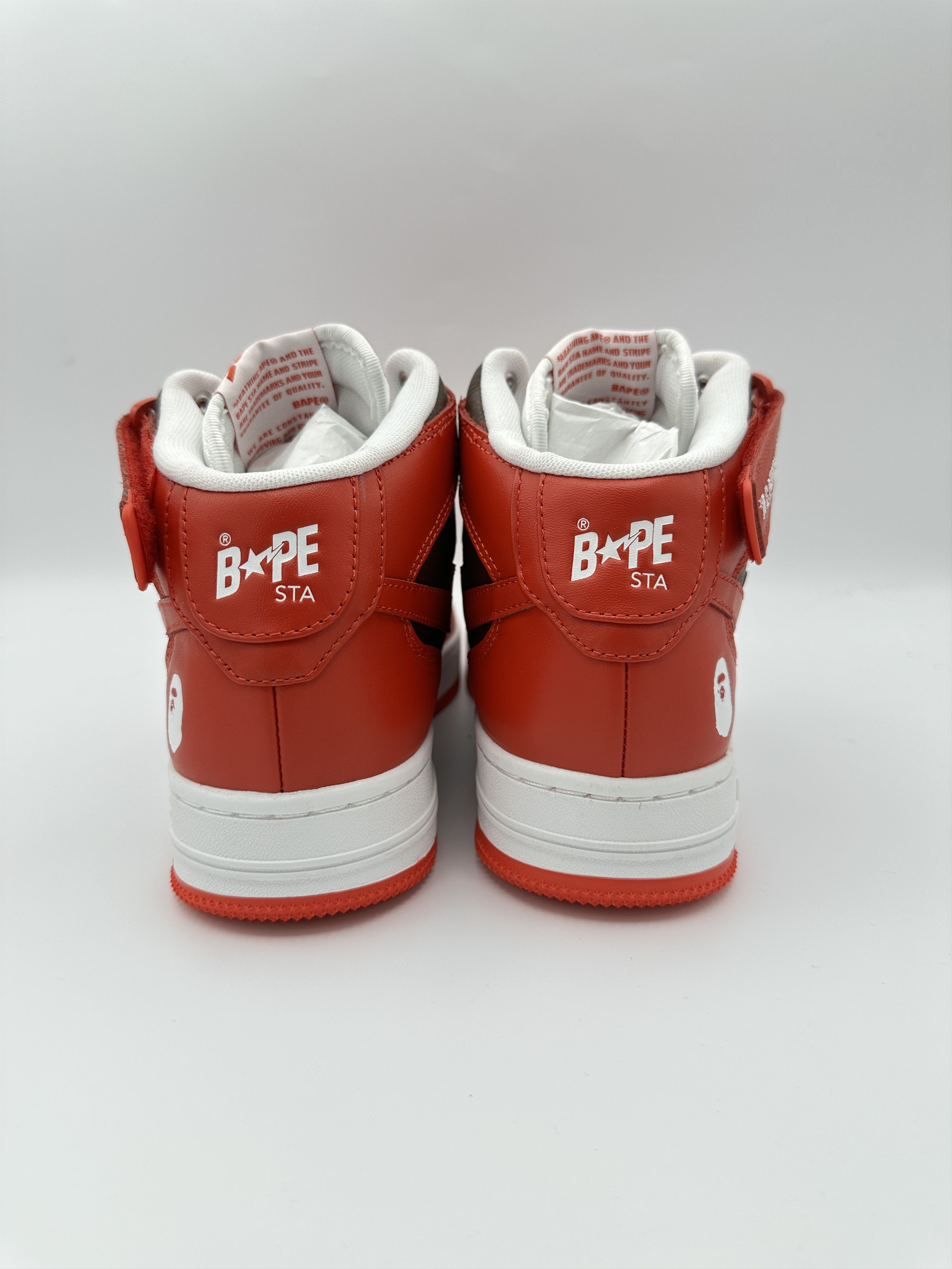 Bape Bapesta Mid Red White Size US 9 / EU 42 - 3 Thumbnail
