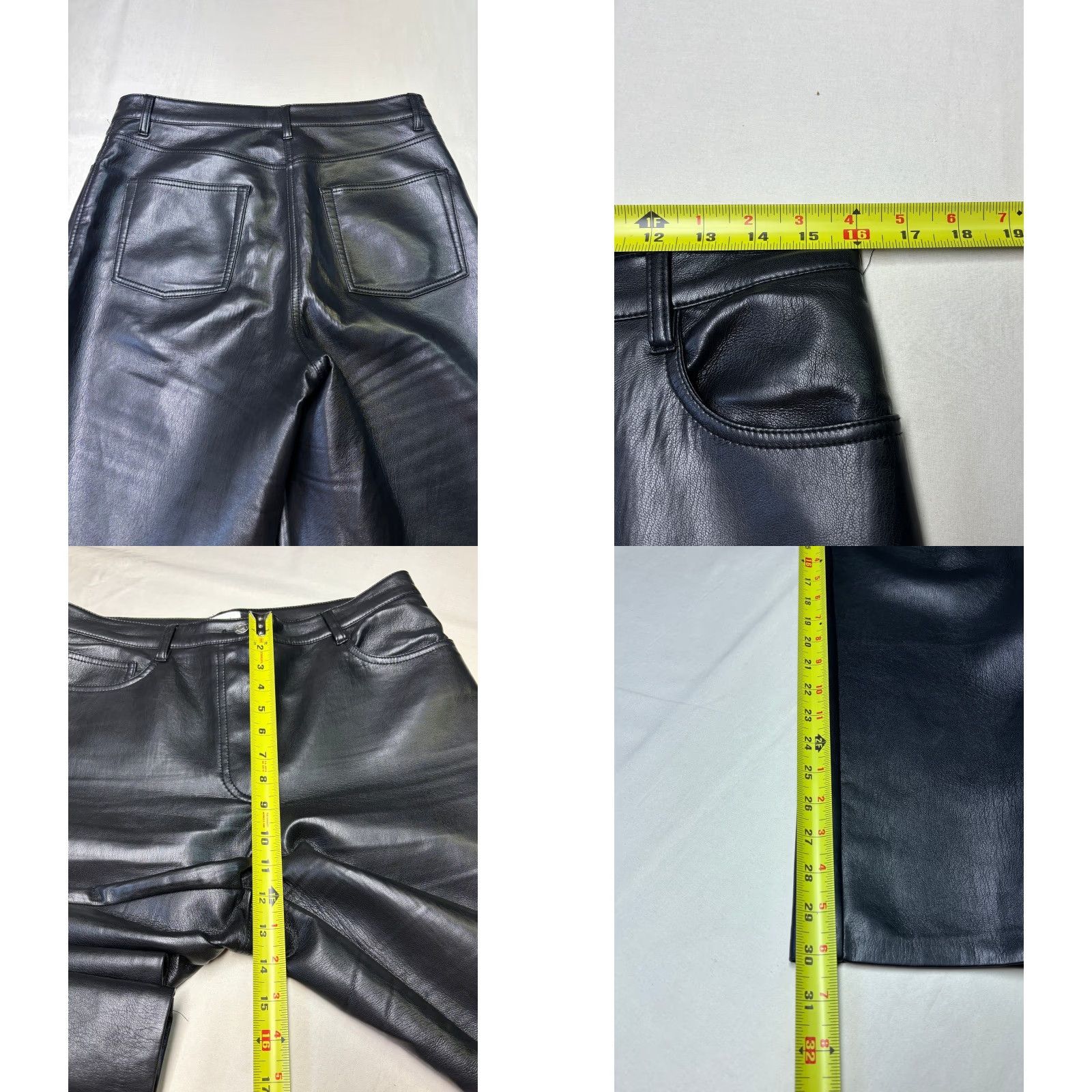 Vintage Wilfred Aritzia Black Faux Leather Pants 10 W32 L30 High Rise Straight Leg Womens Dress Pants Size 32" / US 10 / IT 46 - 8 Thumbnail