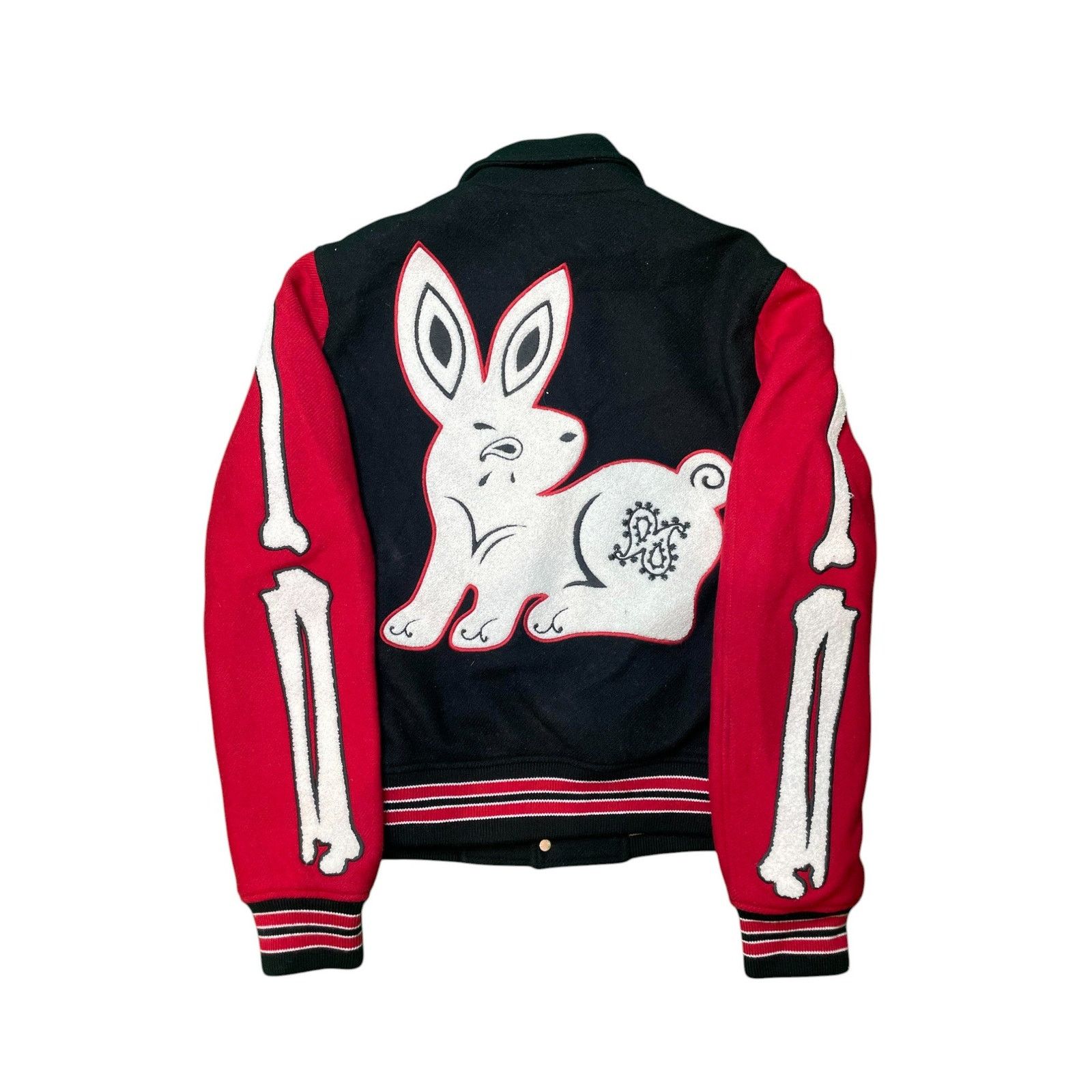 Amiri Amiri Red Rabbit Bone Varsity Black Jacket Size US M / EU 48-50 / 2 - 2 Thumbnail