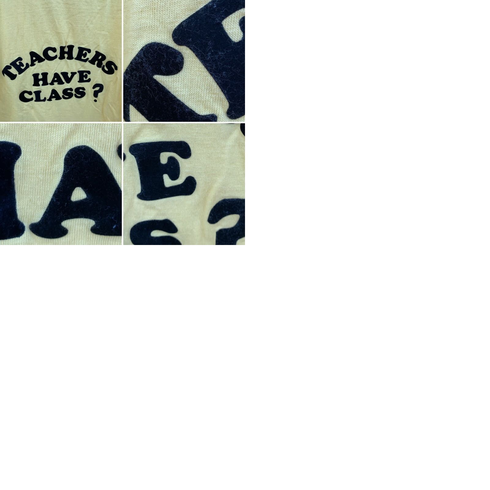 Vintage VINTAGE TEACHERS HAVE CLASS Iron On Letters T Shirt Single Stitch Heavy Size XL Mens Yellow 100% Cotton Size US XL / EU 56 / 4 - 9 Thumbnail
