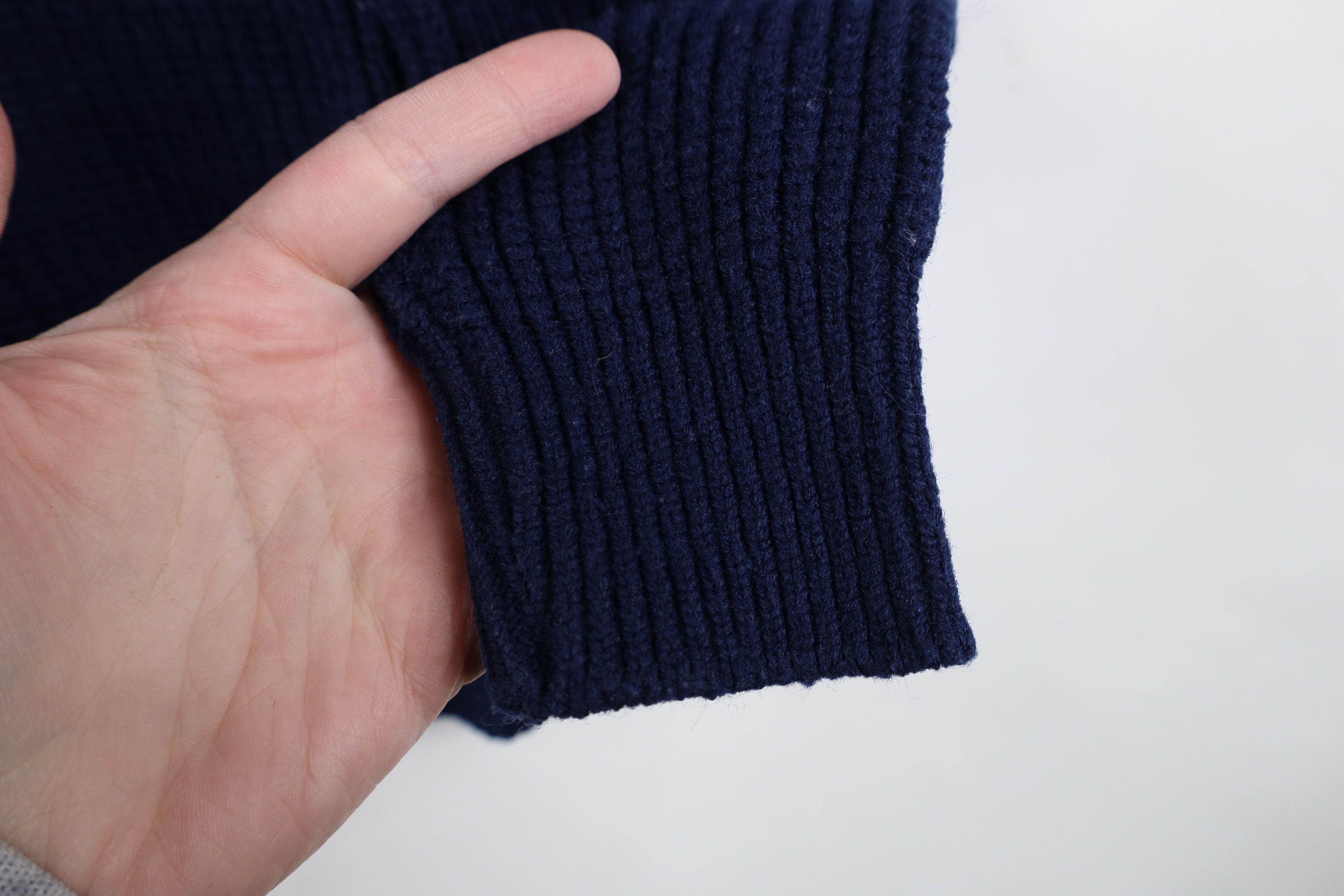 Vintage Vintage 70s Streetwear Ribbed Knit Shawl Sweater Blue Size S / US 4 / IT 40 - 6 Thumbnail