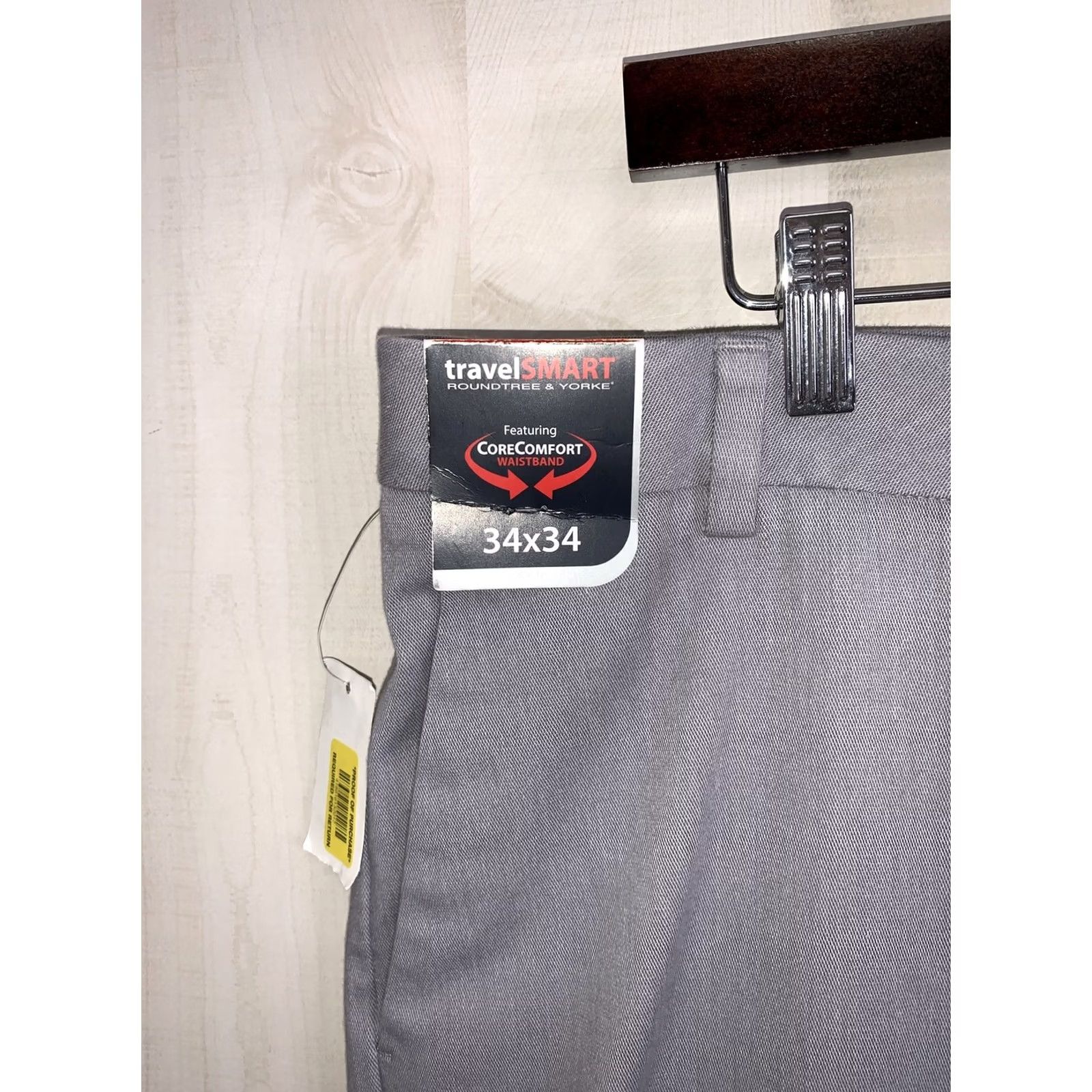 Roundtree & Yorke VINTAGE? Roundtree & Yorke Travel Smart Classic Fit Gray Straight Leg Stretch Mens Pants Size US 34 / EU 50 - 2 Thumbnail