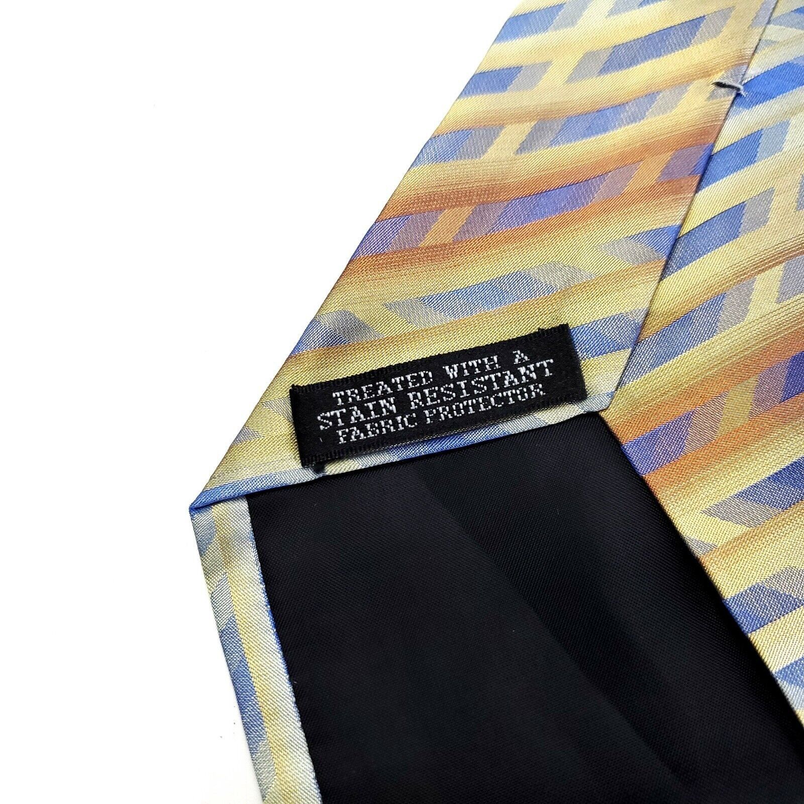Van Heusen Van Heusen Woven Wide Yellow Blue Abstract Silk Tie Size ONE SIZE - 4 Thumbnail