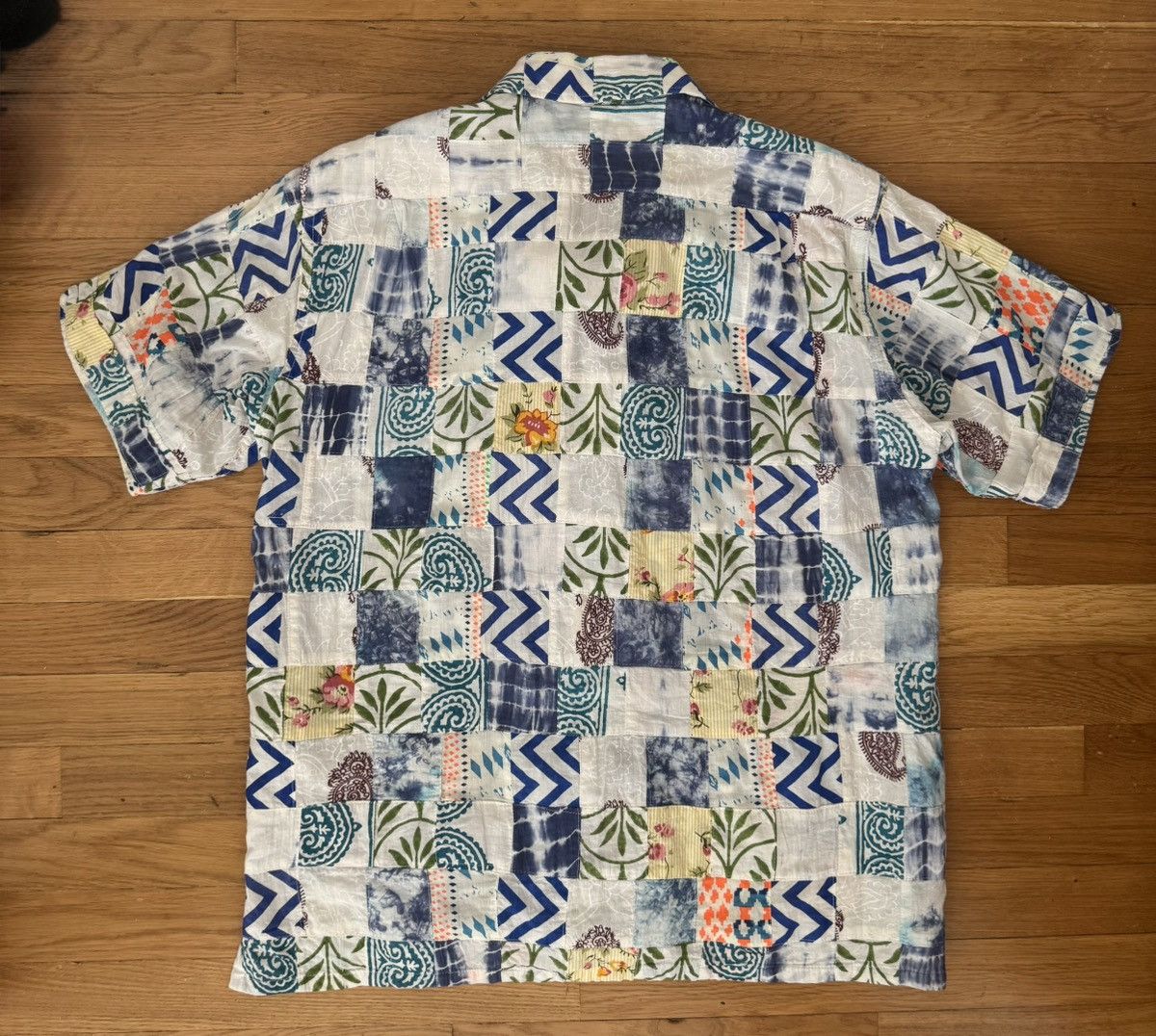 Engineered Garments Engineered Garments White Blue Patchwork Ethno Print Camp Size US XS / EU 42 / 0 - 13 Thumbnail