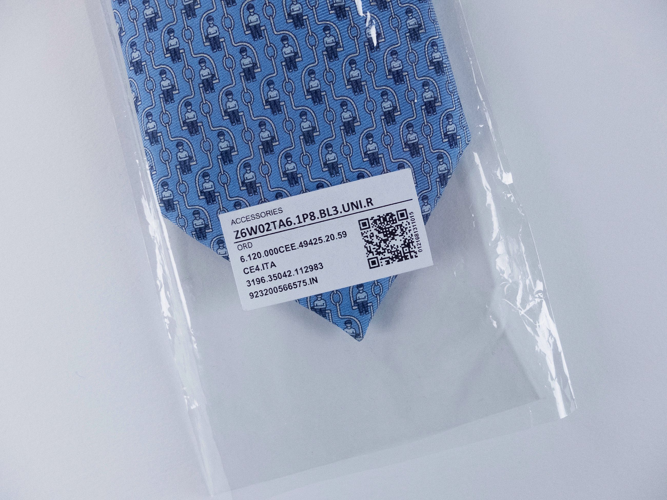Ermenegildo Zegna ZEGNA blue skier in ski lift print silk tie authentic NWT Size ONE SIZE - 5 Thumbnail