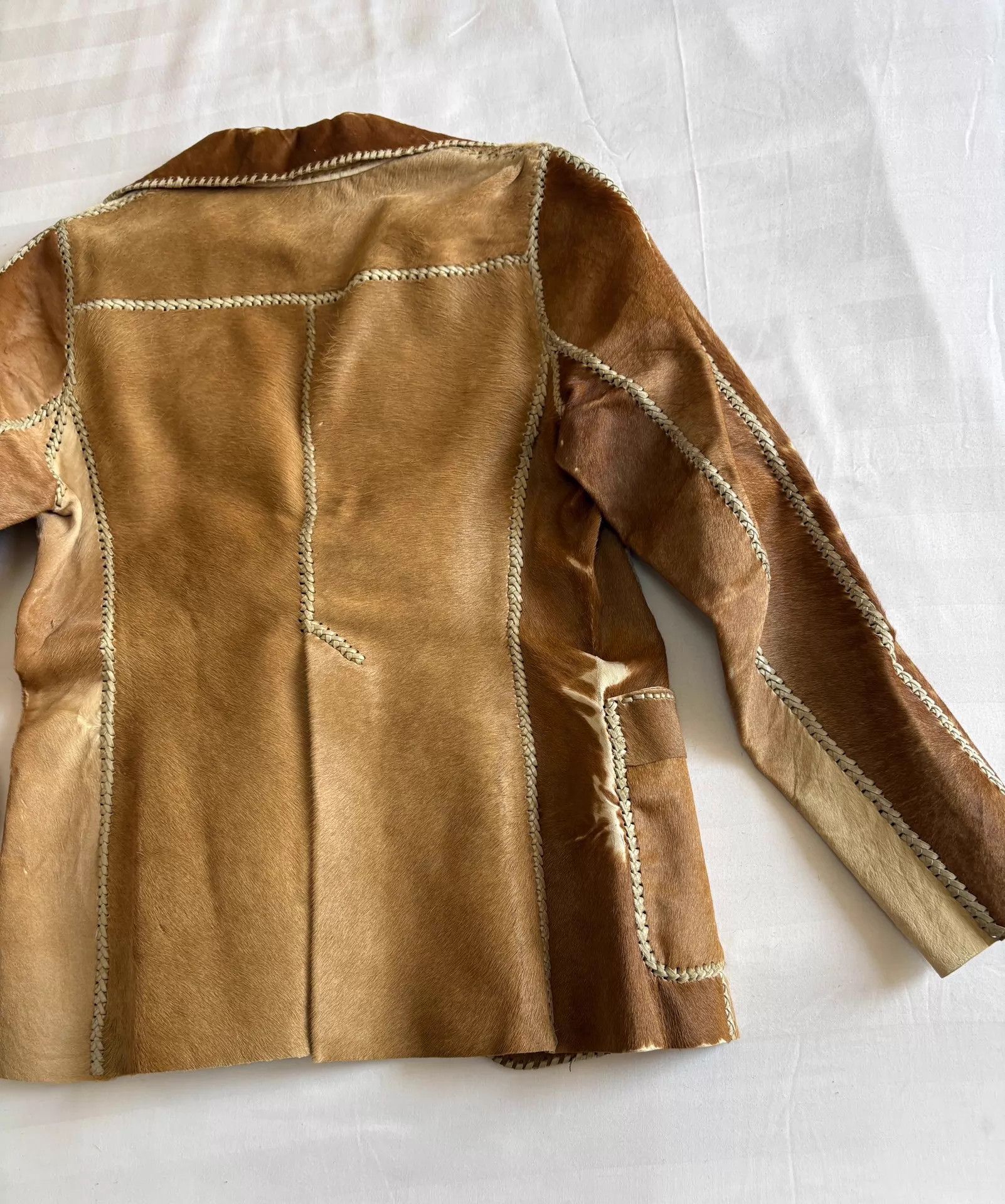 Other Vintage Japanese Strappy-Fur Paneled Leather Blazer Rare Size XS / US 0-2 / IT 36-38 - 7 Thumbnail
