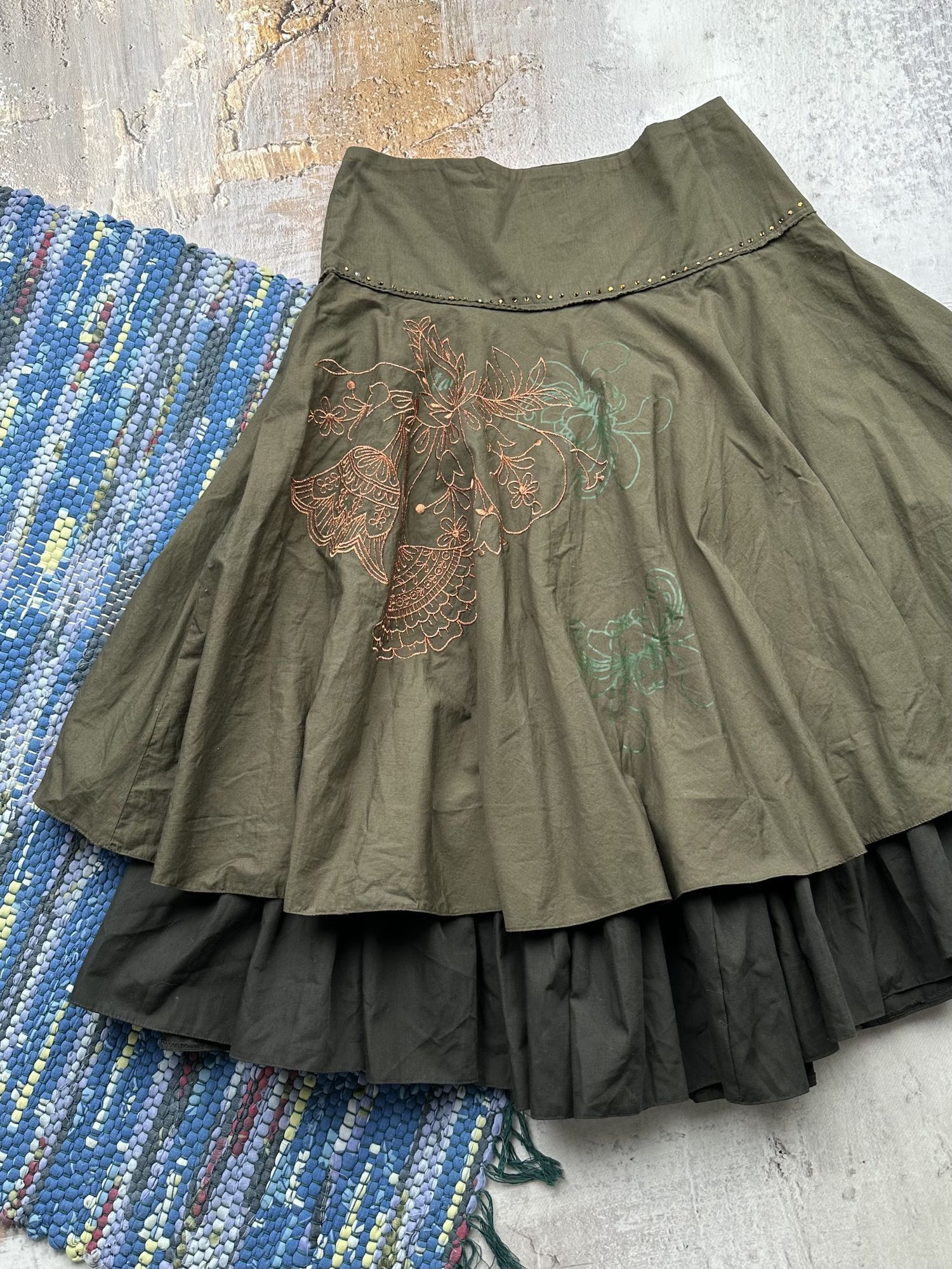 Vintage Vintage Baggy Flared Skirt A453(15) Size 28" / US 6 / IT 42 - 2 Thumbnail