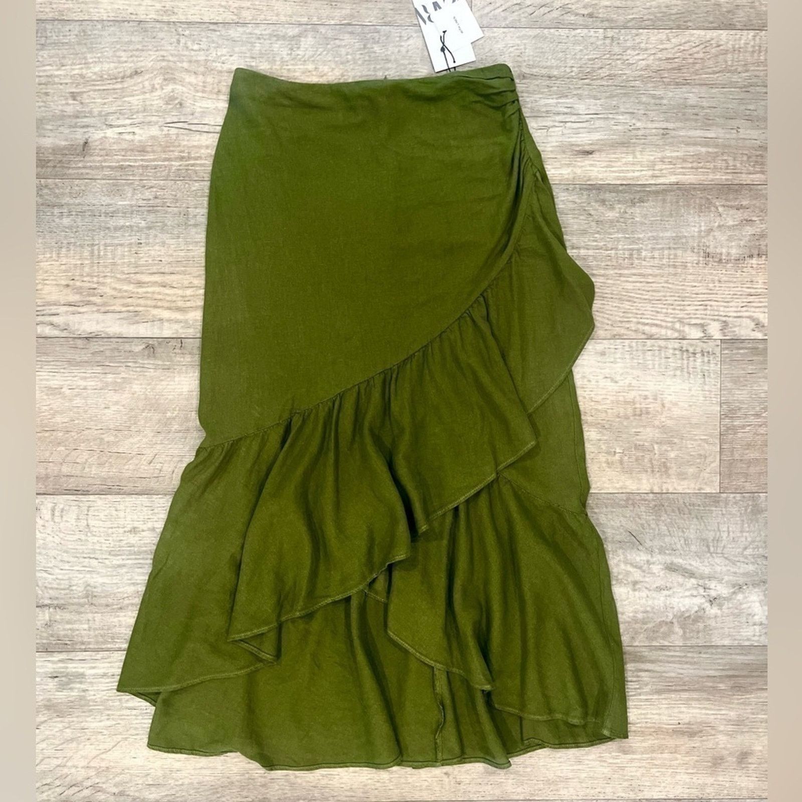Zara ZARA Linen Blend Asymmetrical Skirt NWT Size 33" - 20 Thumbnail
