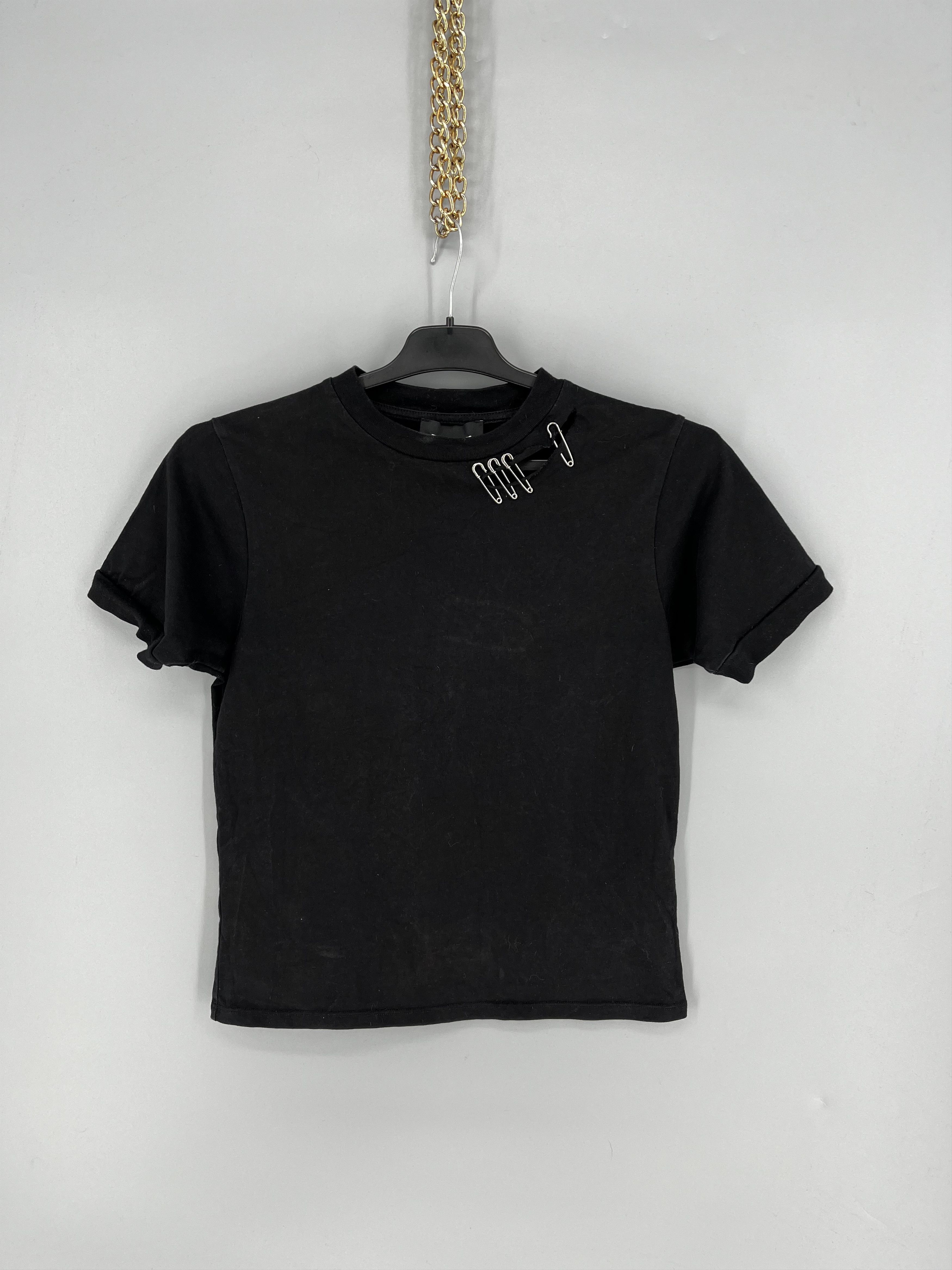 Vintage The Kooples Shirt Woman's Small Black Cotton Crew Neck Short Size S / US 4 / IT 40 - 1 Thumbnail