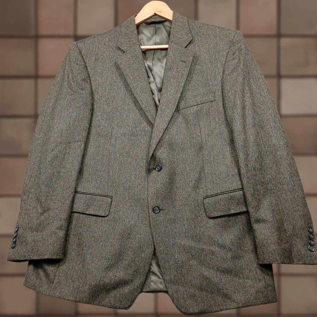 Jos. A. Bank Jos. A. Bank Sport Coat 44R Brown Herringbone Wool Men's Two Button Size 44R - 1 Thumbnail