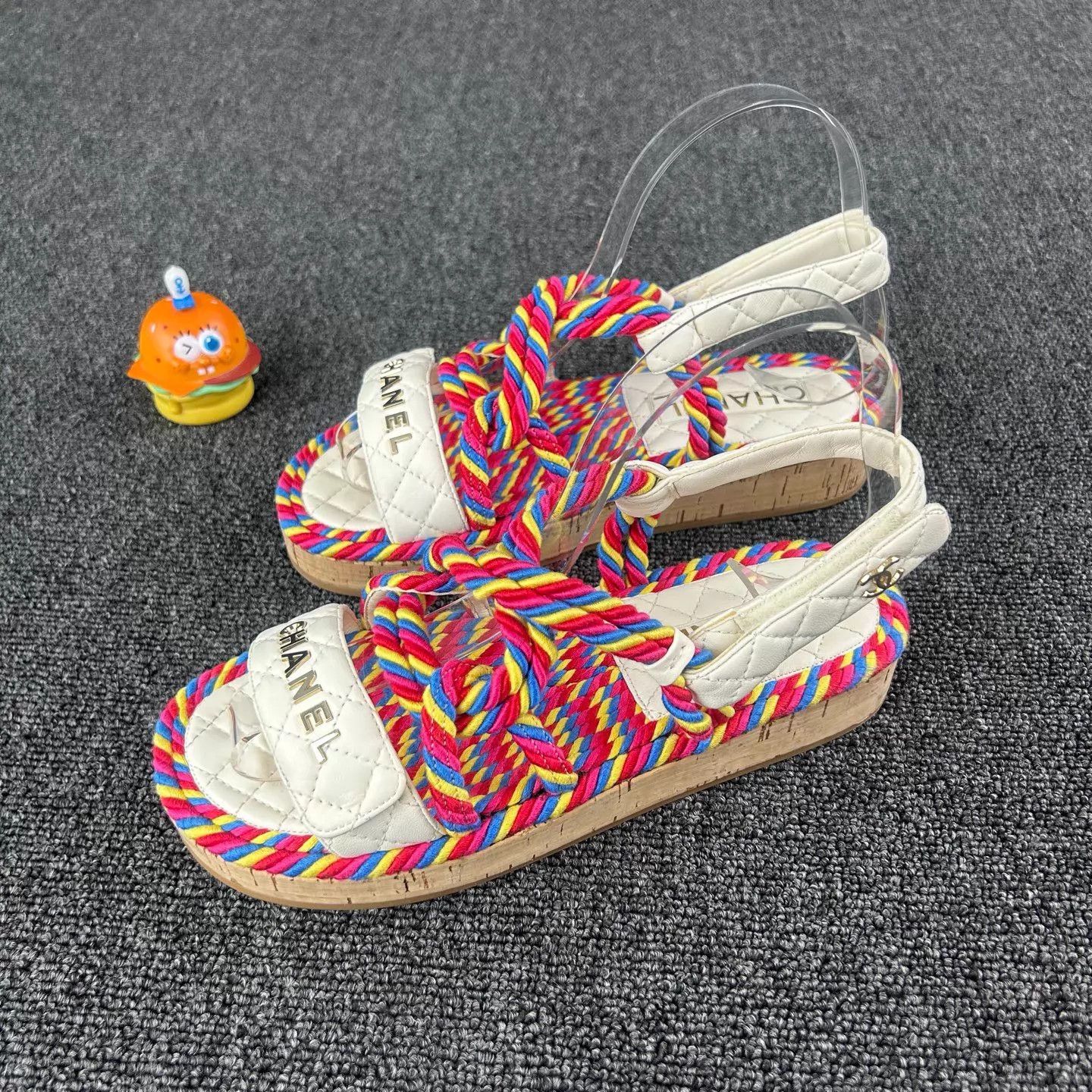 Chanel Chanel Rainbow Woven Sandal Wooden Sole Size 37 Size US 6.5 / IT 36.5 - 1 Thumbnail
