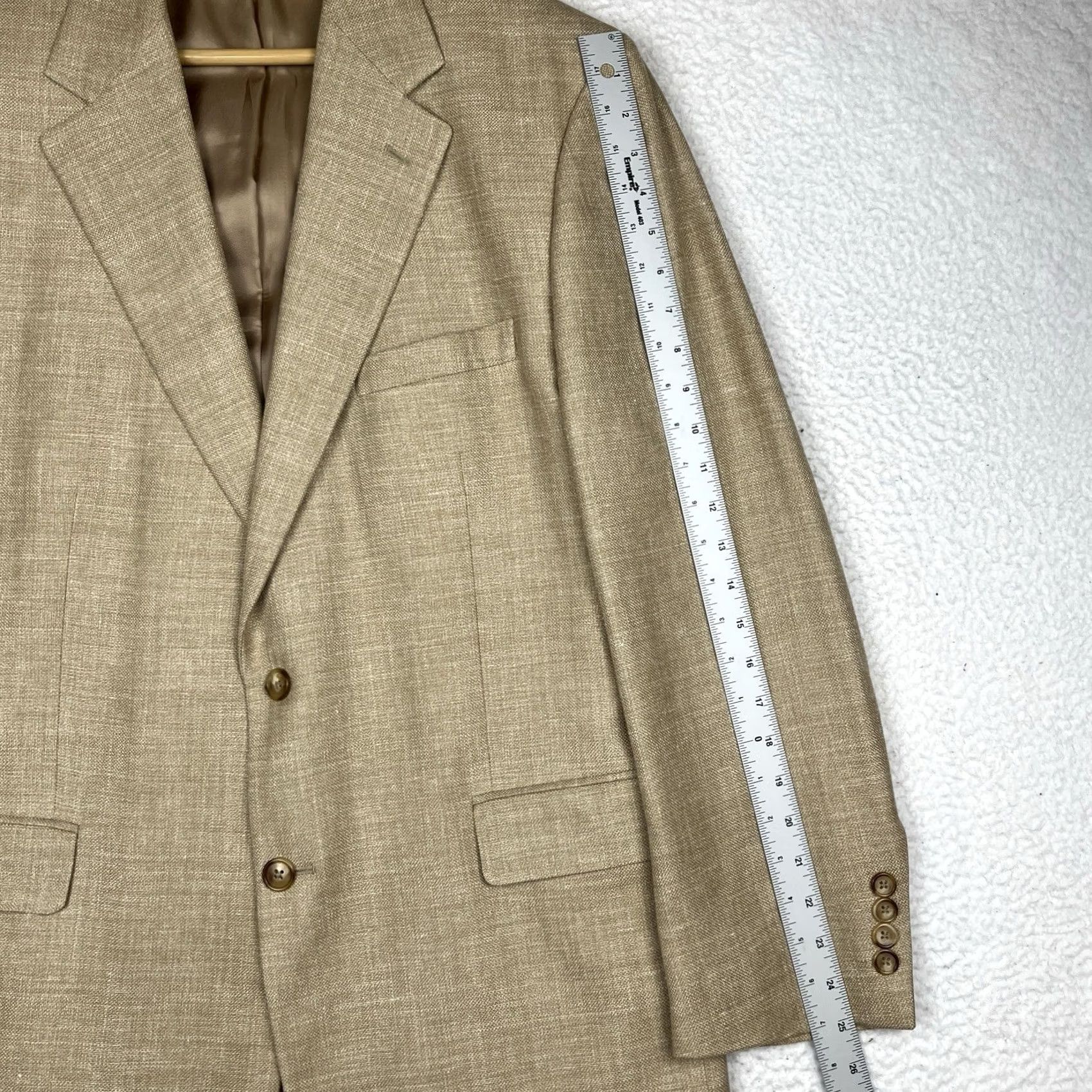 Brooks Brothers VINTAGE Brooks Brothers Jacket Mens 43 Beige Silk Linen Wool Blazer Size 46R - 7 Thumbnail