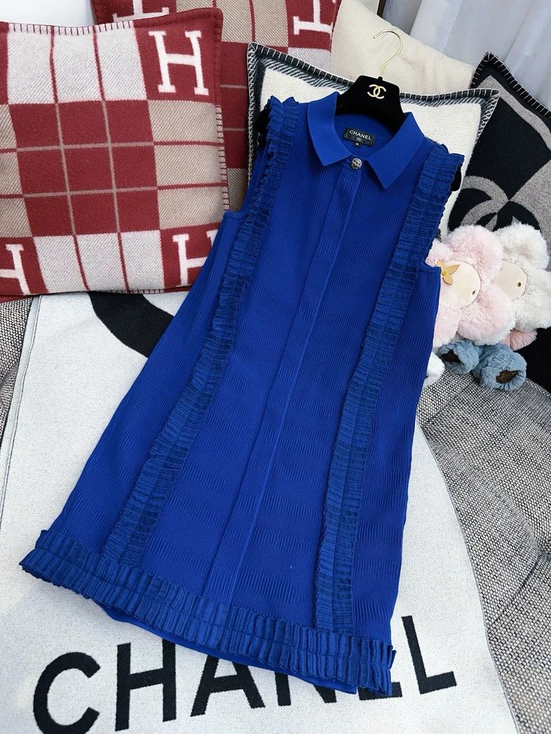 Chanel Chanel Terminal series royal blue pleated lace vest dress Size XS / US 0-2 / IT 36-38 - 9 Thumbnail