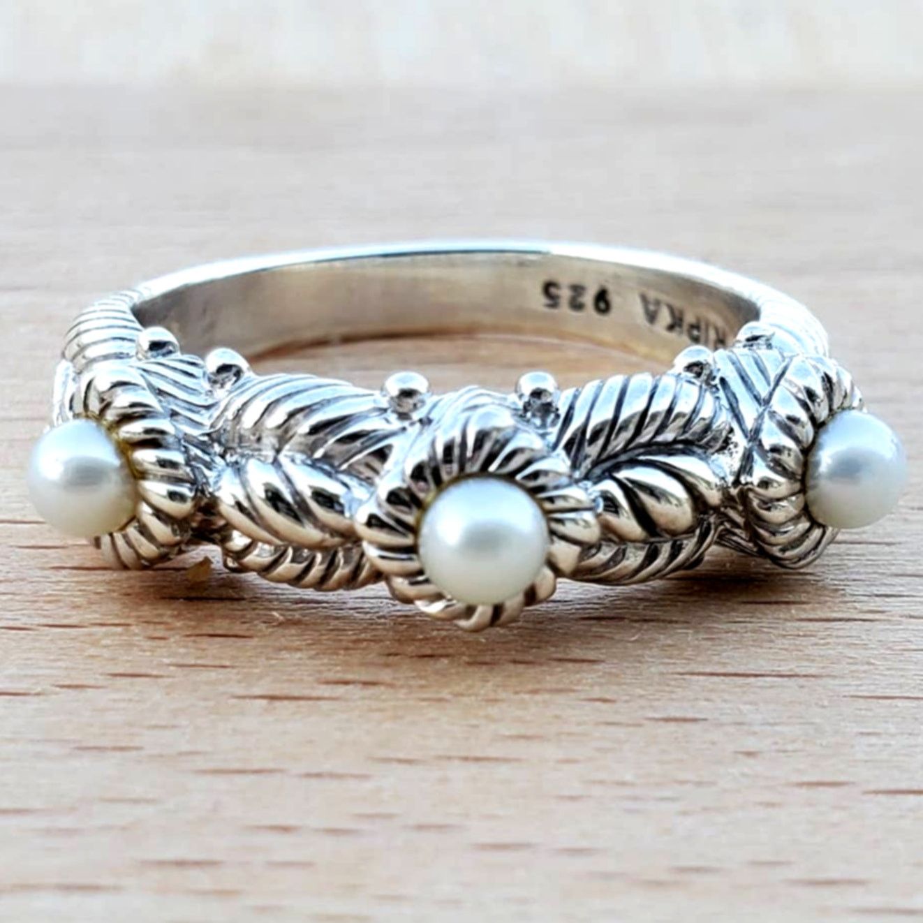 Judith Ripka Judith Ripka Sterling Silver 925 Three Pearl Ring Size 8 Size ONE SIZE - 2 Thumbnail