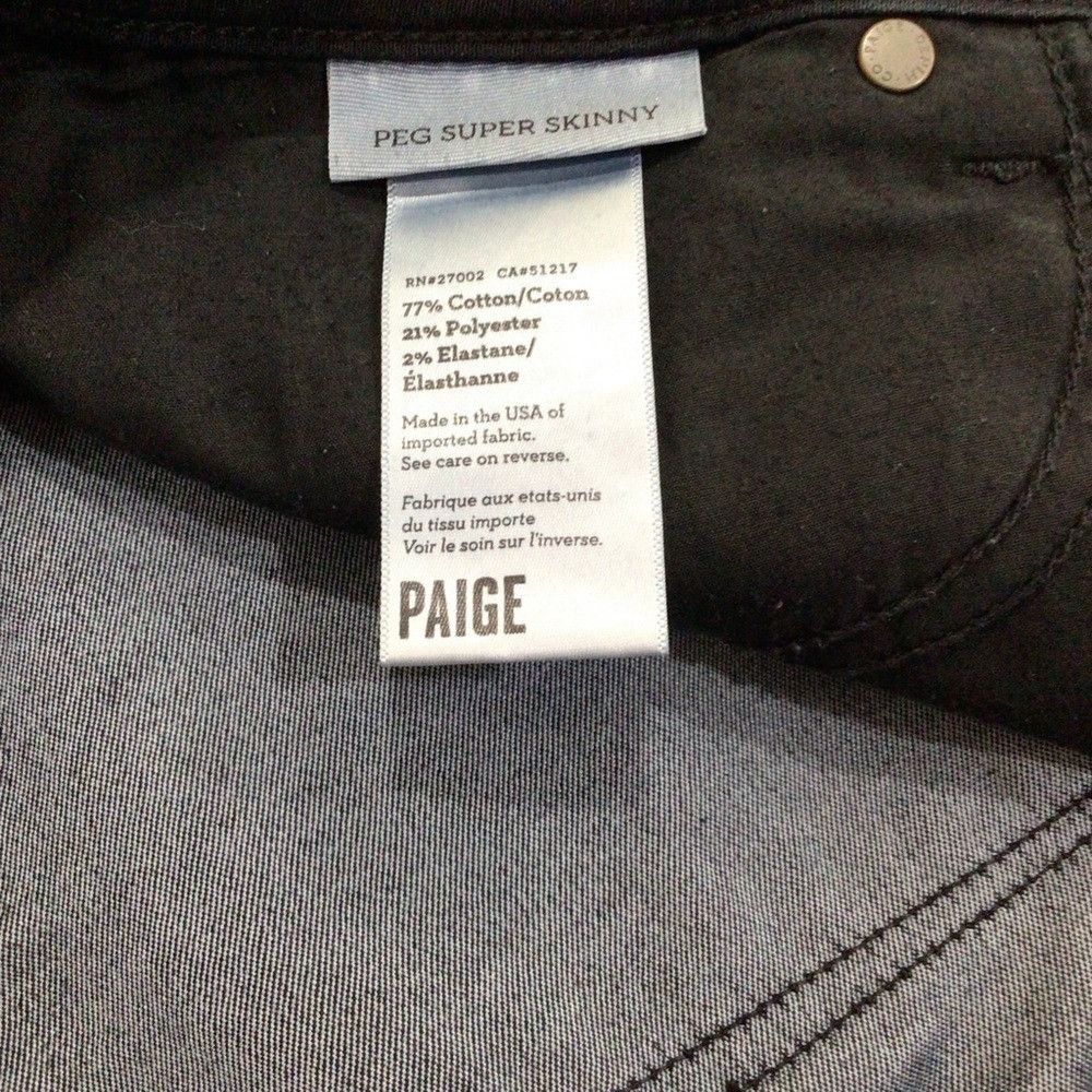 Paige PAIGE Peg Super Skinny Black Jeans - Size 31 Size 31" - 3 Thumbnail