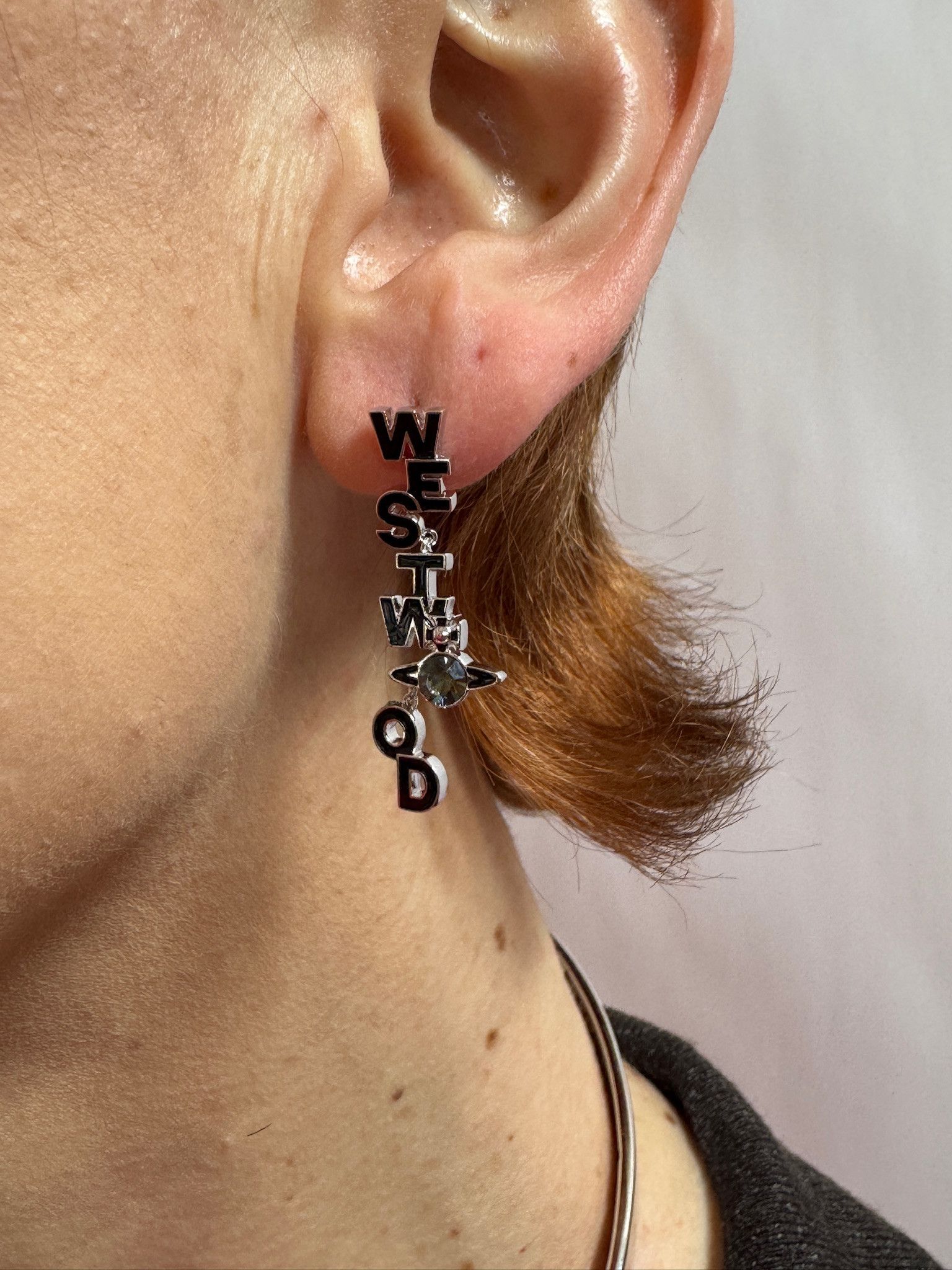 Vivienne Westwood Dangling Jointed Vivienne Westwood Text Earrings w/ Orb Size ONE SIZE - 2 Thumbnail