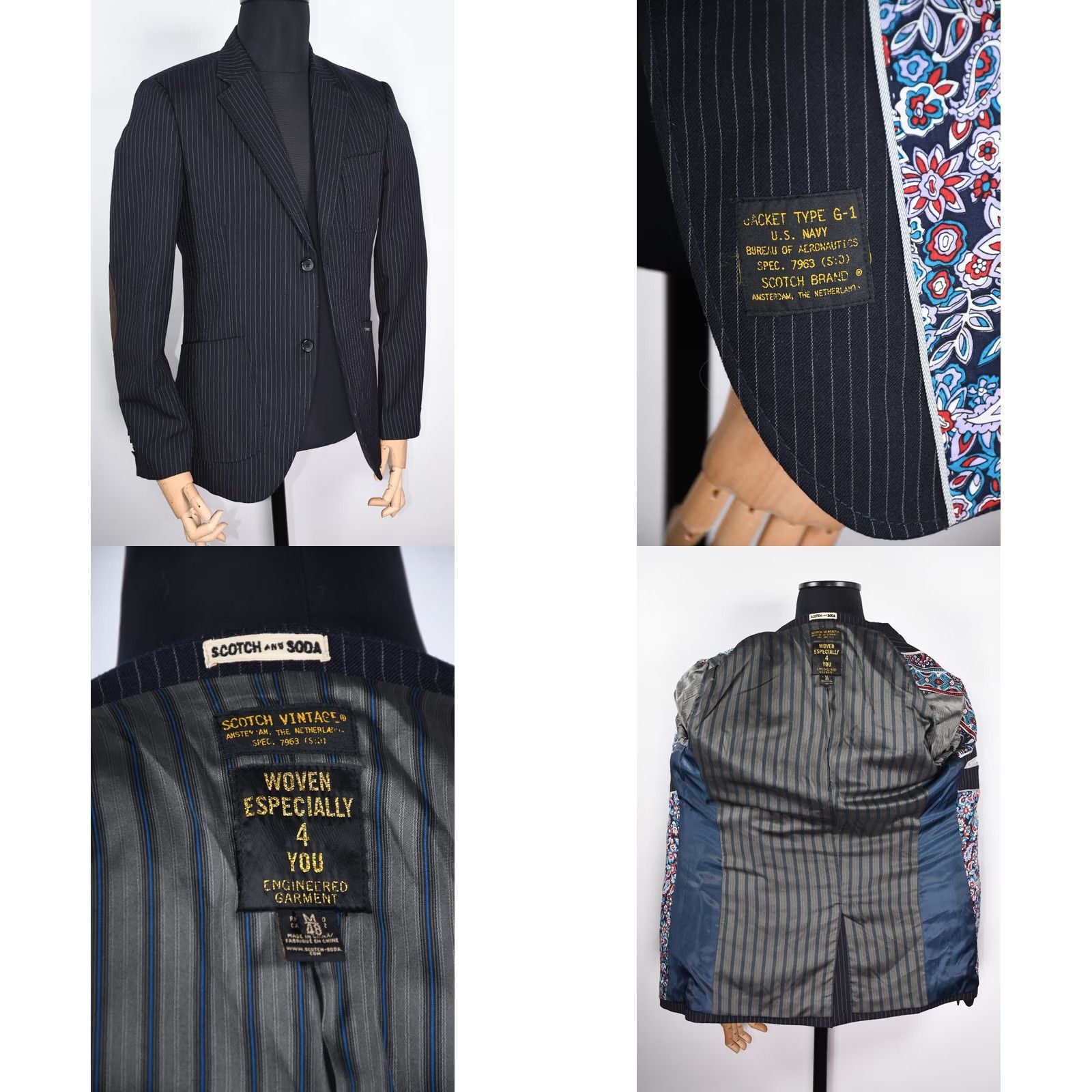 Scotch & Soda SCOTCH & SODA Blazer Jacket G-1 U.S Navy Engineered Garment Size M Blue Stripe Men Modern Vintage? (Note: Original content may be unclear) Size 40R - 8 Thumbnail