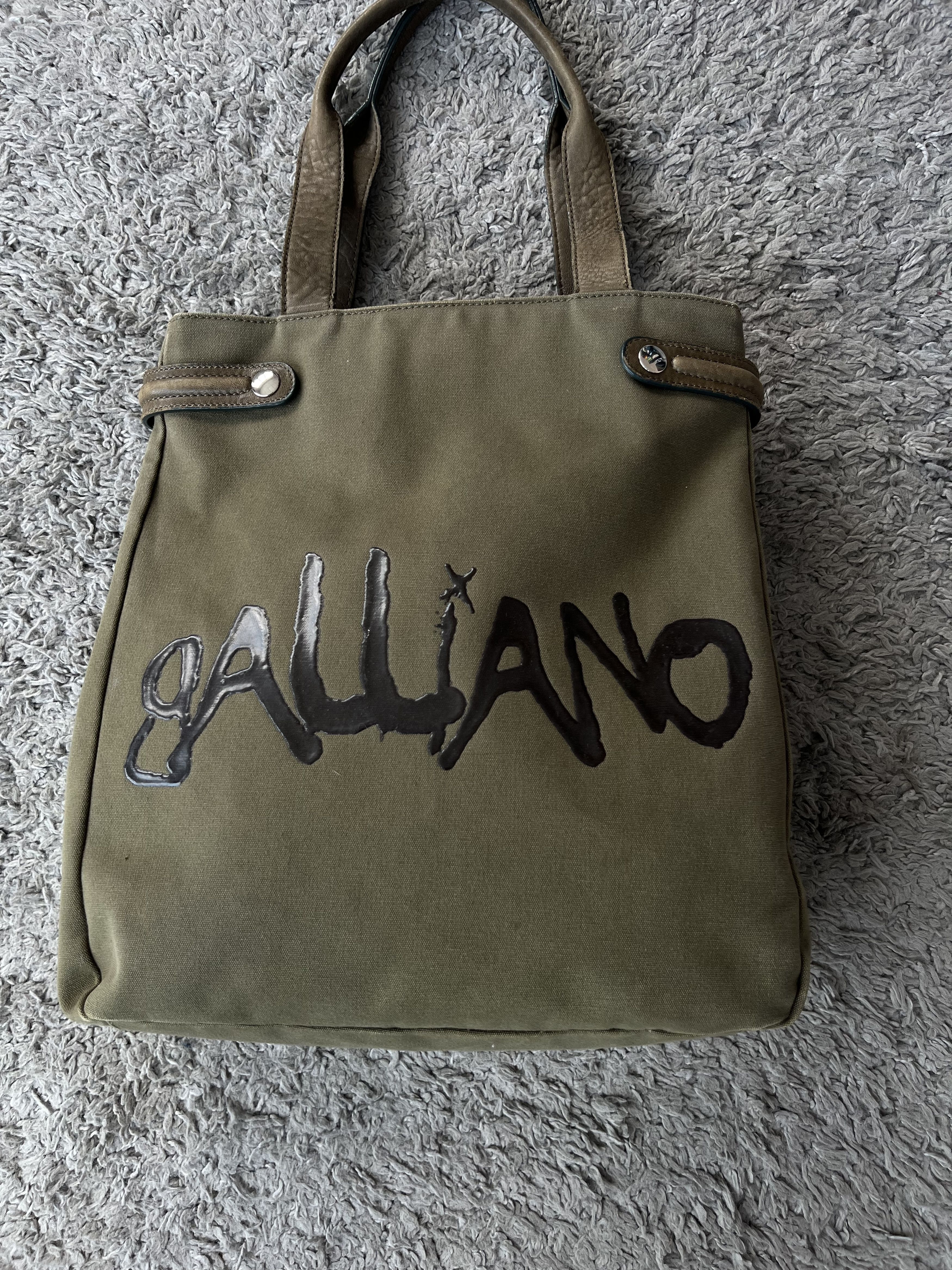 John Galliano GALLIANO Vintage Leather Handbags Big Logo Y2K Streetwear Size ONE SIZE - 2 Thumbnail