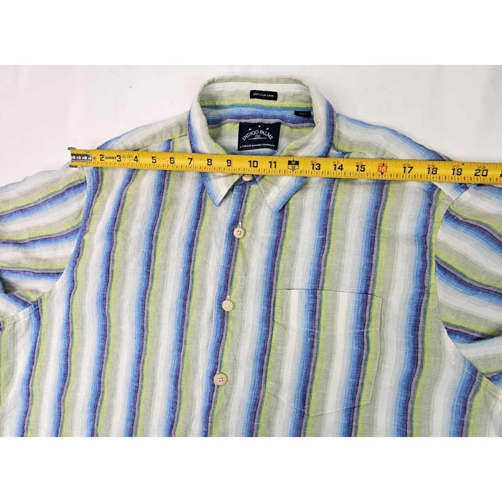 Tommy Bahama Tommy Bahama Indigo Palms Button-Up Shirt Multicolor Stripe 100% Linen LG Adults Mens Large Size US L / EU 52-54 / 3 - 5 Thumbnail