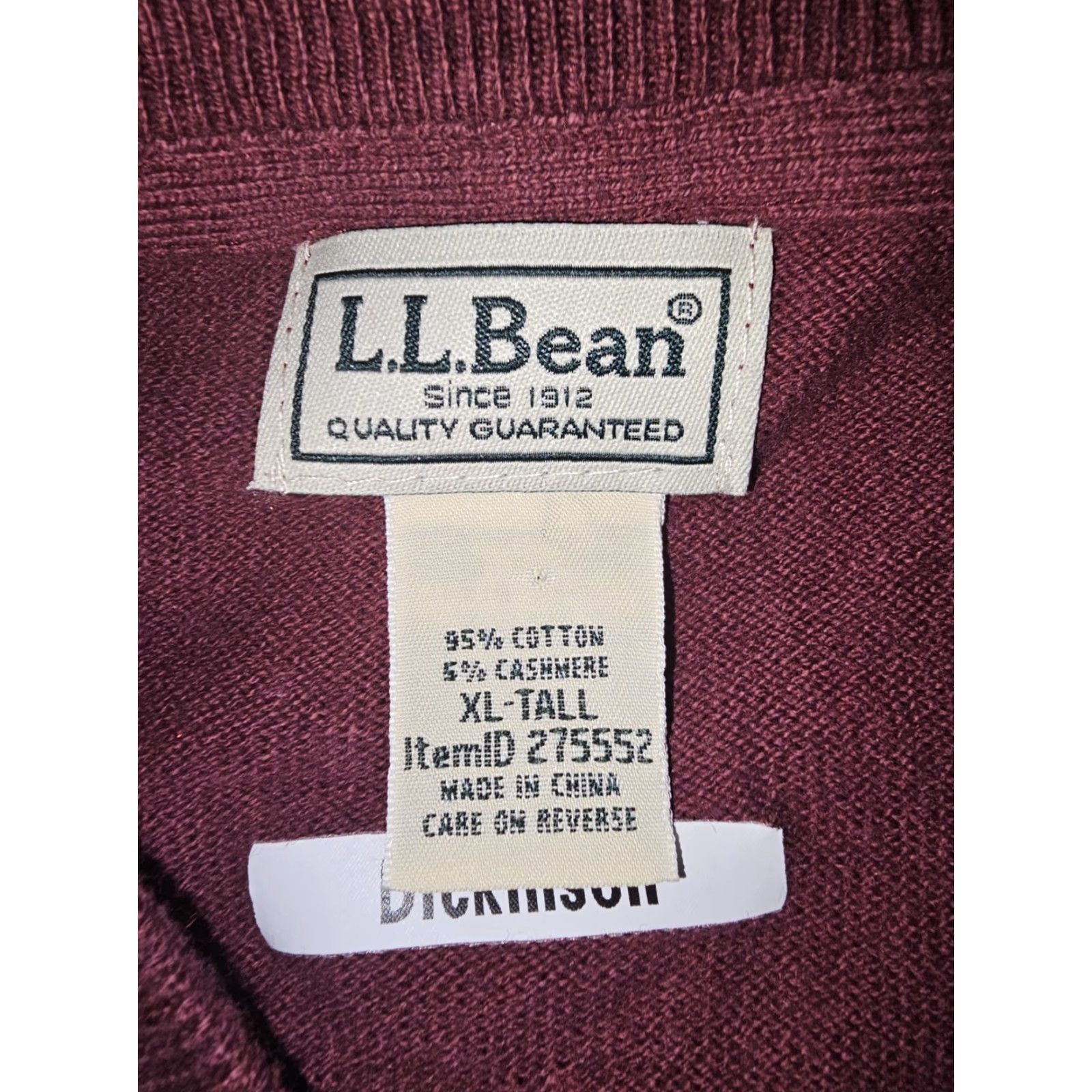 Vintage VINTAGE L.L. Bean Classic V-Neck Sweater Cotton Cashmere Blend Men XL Maroon Pullover Knits Solid 90s Mens Size US XL / EU 56 / 4 - 4 Thumbnail