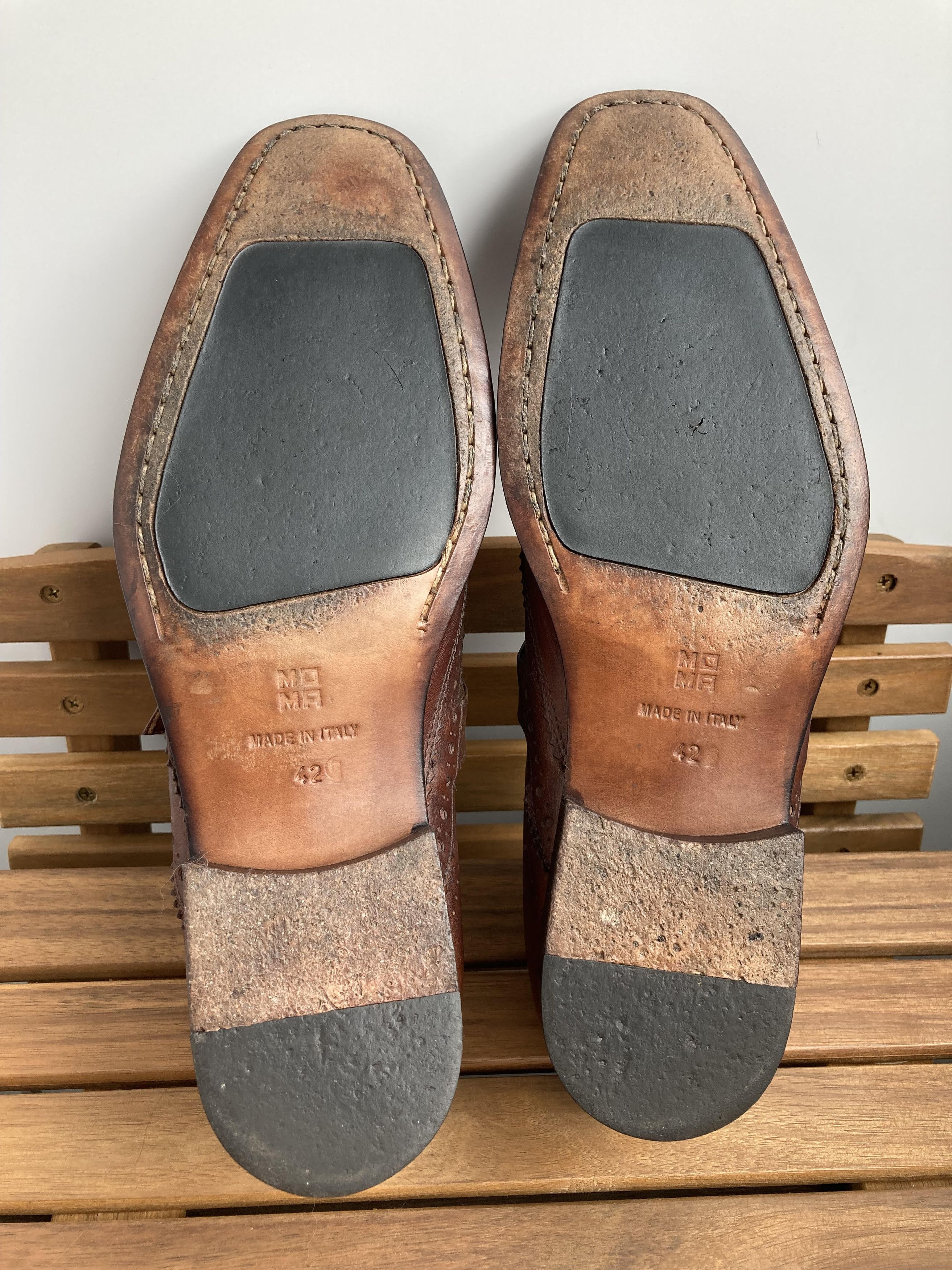 MoMA VTG MOMA Loafer Monk Strap Shoes Brown Leather Buckle Size US 10 / EU 43 - 7 Thumbnail