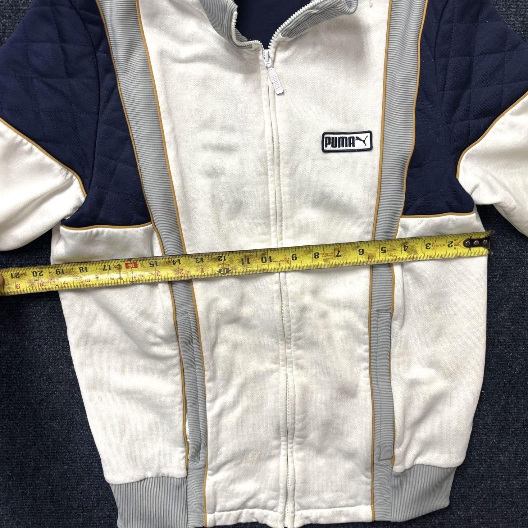 Puma PUMA Track Jacket Mens Small White Navy Colorblock Fleece Full Zip Athletic Size US S / EU 44-46 / 1 - 4 Thumbnail