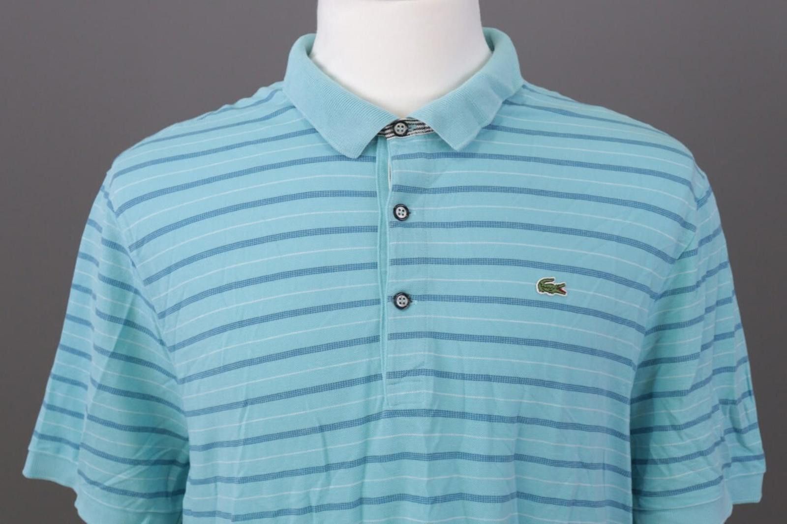 Lacoste Lacoste Blue Striped Short Sleeve Polo Shirt Size 8 / 3XL Size US XXL / EU 58 / 5 - 2 Thumbnail
