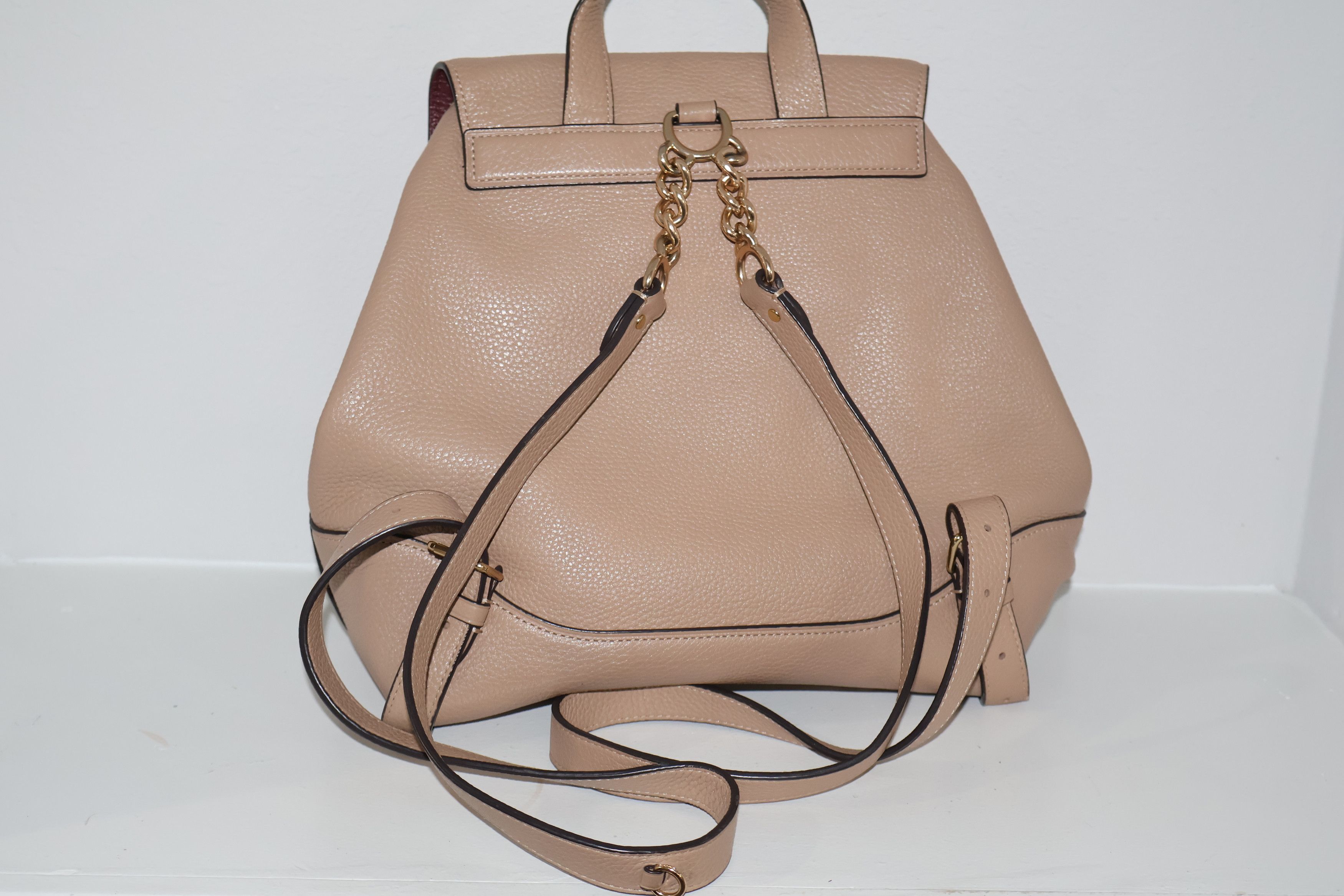 Coach Coach Pebbled Leather Drawstring Backpack Taupe Beige Size ONE SIZE - 6 Thumbnail