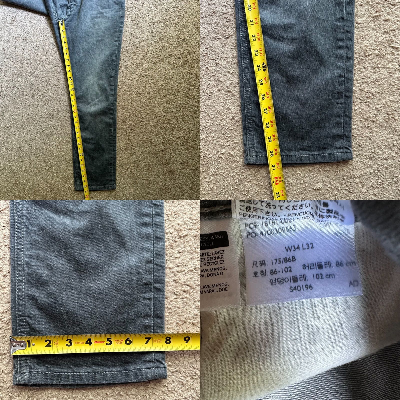 Levi's Levi's Jeans Mens 34x31 Slim Straight Mid Rise Grey Light Wash Denim Size US 34 / EU 50 - 8 Thumbnail