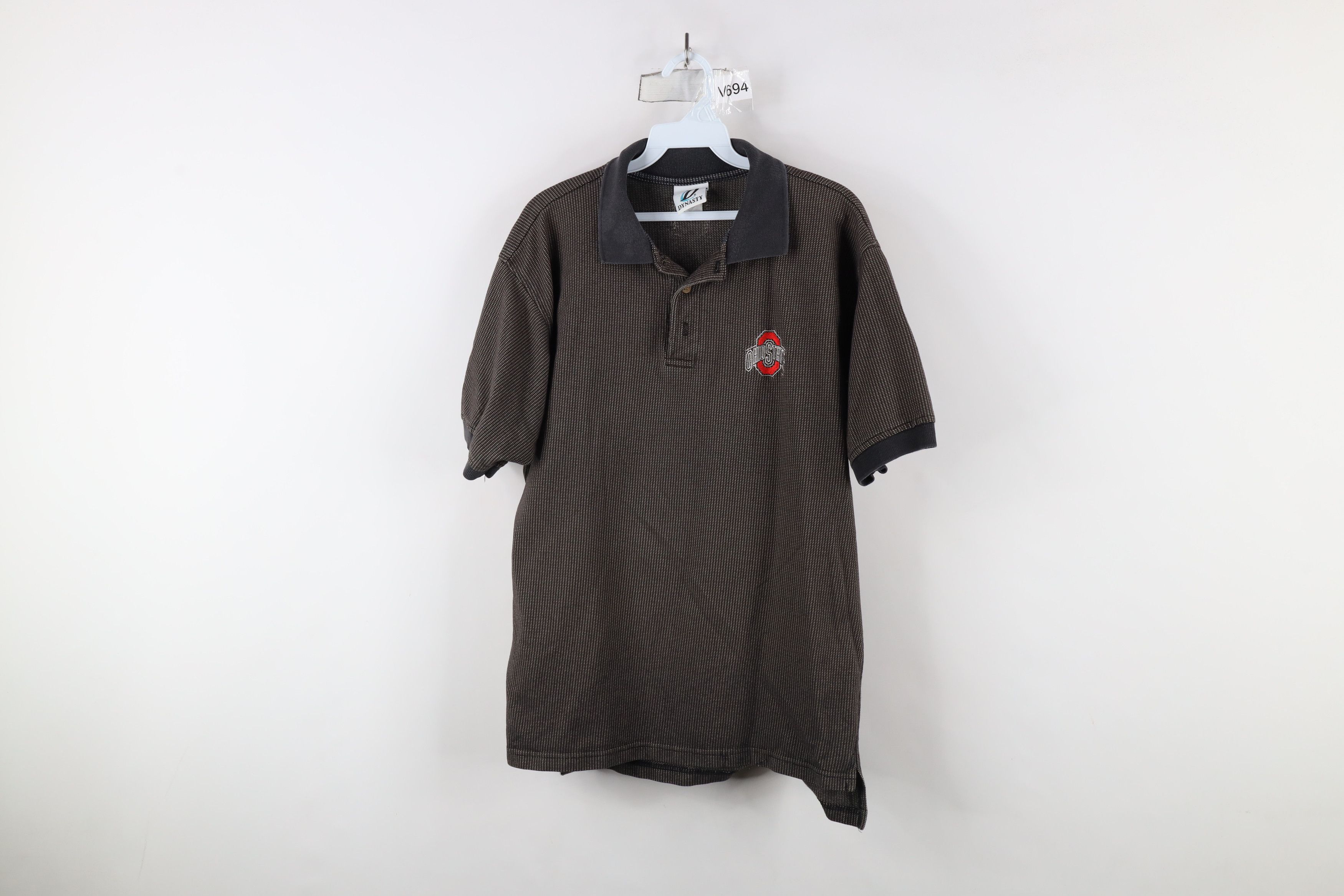 Vintage Vintage 90s Spell Out Ohio State University Knit Polo Shirt Size US L / EU 52-54 / 3 - 1 Thumbnail