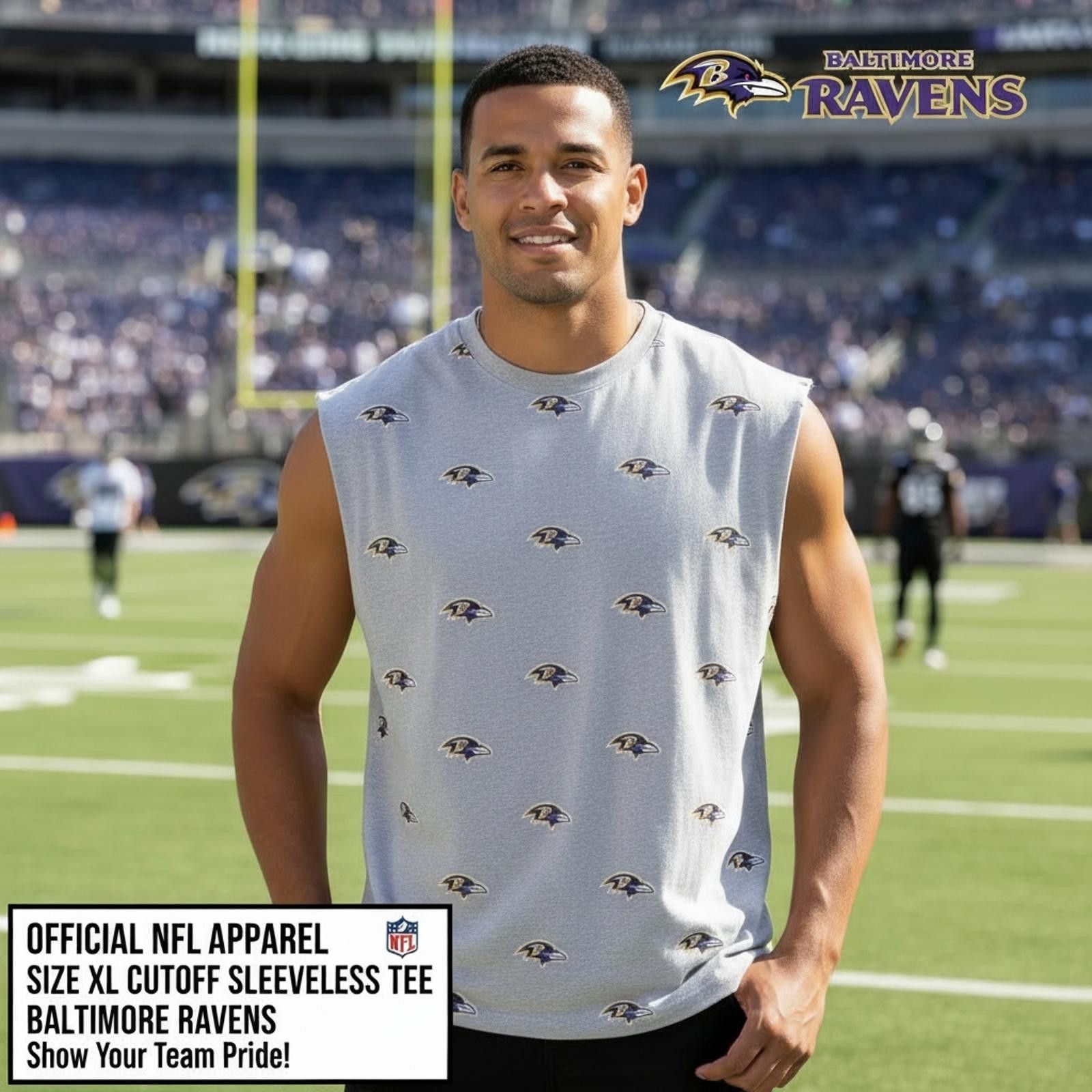 NFL Baltimore Ravens XL Cutoff Sleeveless Tee Size US XL / EU 56 / 4 - 1 Thumbnail
