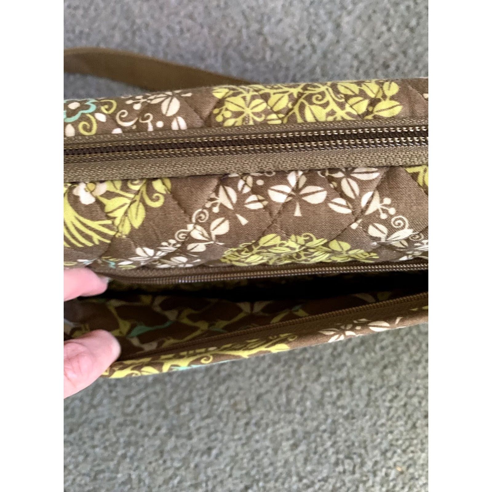 Vera Bradley Vera Bradley Sittin' In A Tree Laptop Bag Crossbody Hard Shell Carry On Case, Quilted, Adjustable Strap, Women, Lime Green/Brown, See Picture, Used Size ONE SIZE - 4 Thumbnail